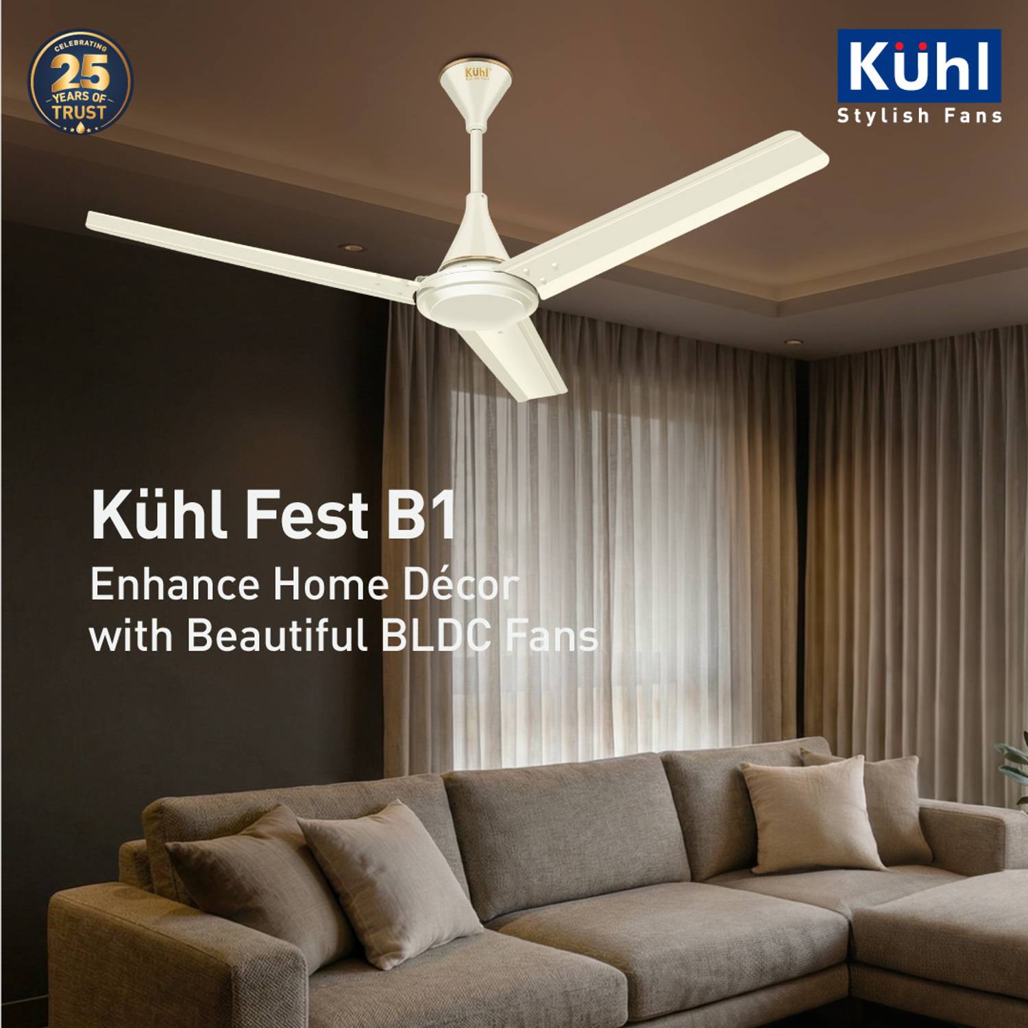 KUHL Fest B1 Power Saving BLDC Ceiling Fan 1200 mm - Image 2