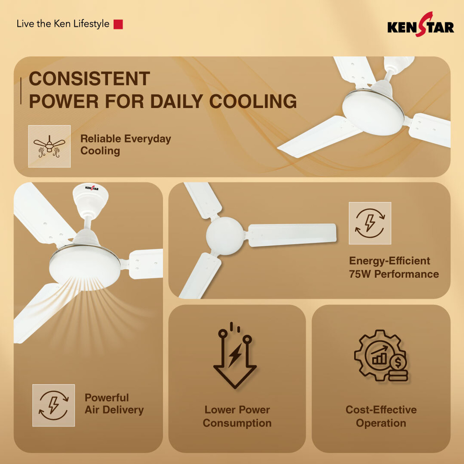 Image of Kenstar Vortex Max with 2 Year Warranty 1200 mm Ceiling Fan