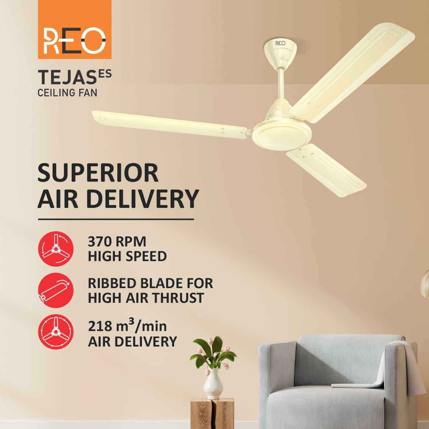 Image of HAVELLS Tejas|Low Noise|Energy Efficient|High Speed|Powerful Copper motor|Power Saving with 2 Year Warranty Energy Saving 1200 mm Ceiling Fan