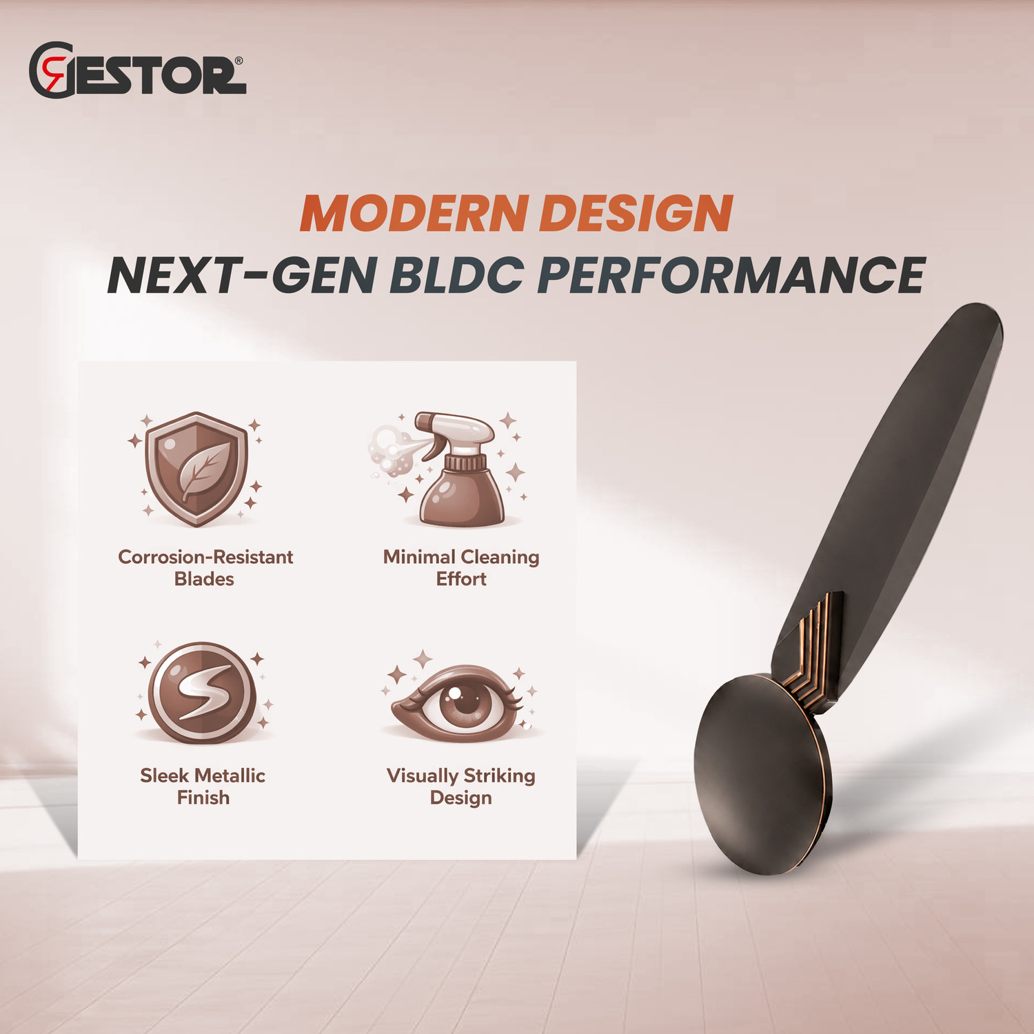 Image of GESTOR Avenzo 202 | BLDC | Super Hi Speed 48 inch Premium Series with 5 Year Warranty Anti Dust, BLDC Motor with Remote, Energy Saving, Silent Operation 1200 mm Ceiling Fan