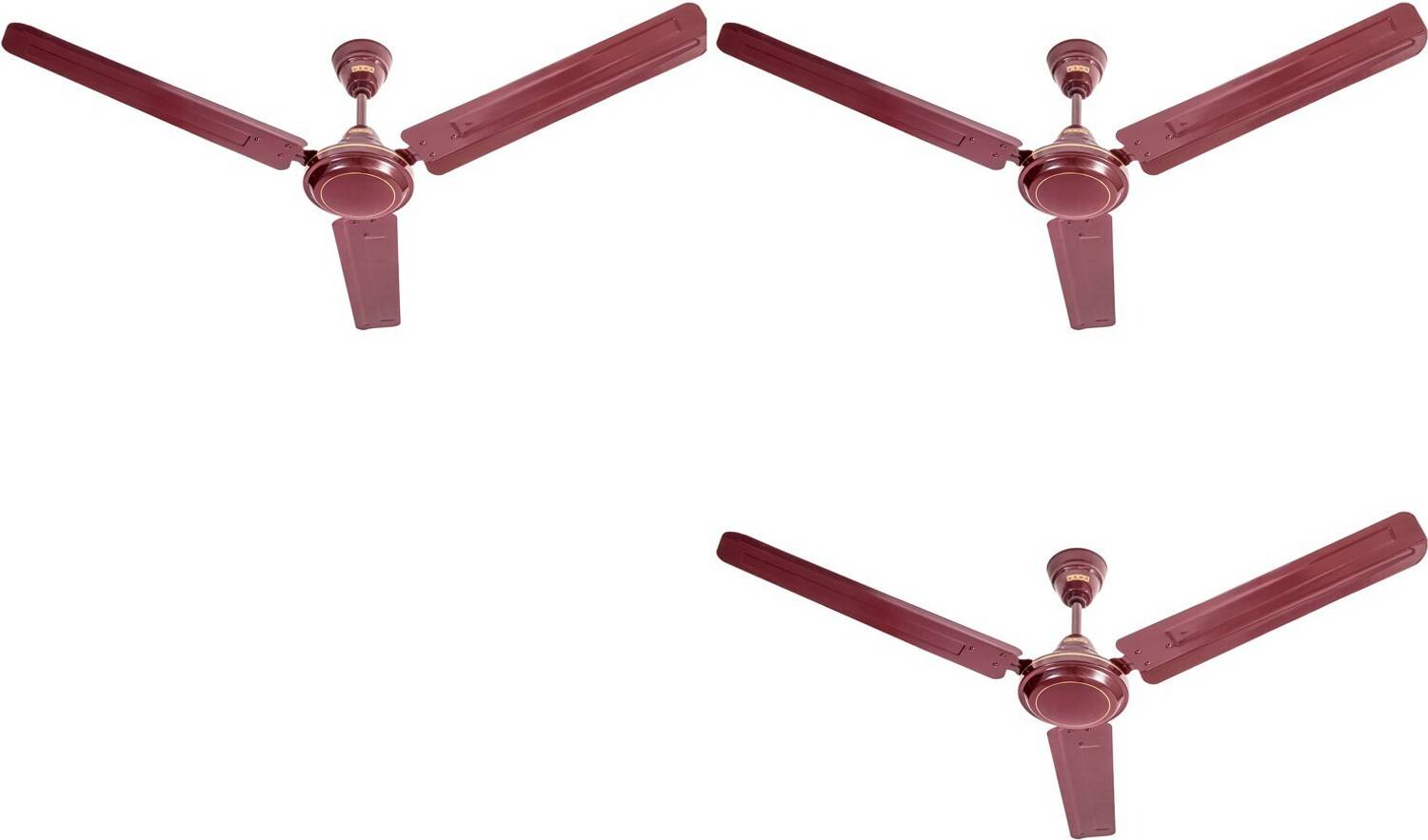 USHA CF 1200MM RACER RICH BROWN W/O REG Pack of 3 with 1 Year Warranty 1200 mm Ceiling Fan