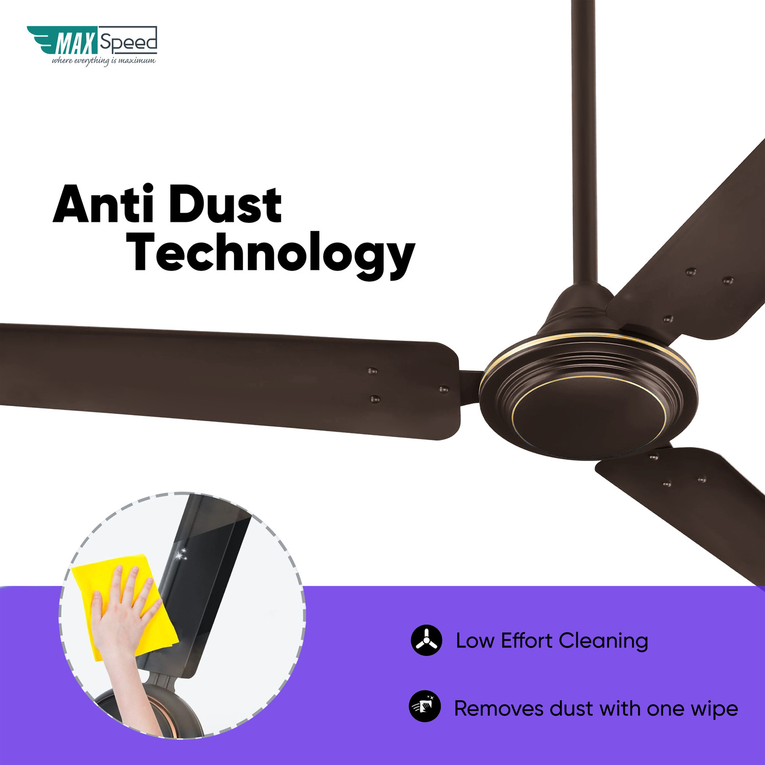 Image of Max Speed Supreme with 12 Months Warranty Energy Saving, Ultra High Speed 1200 mm Ceiling Fan