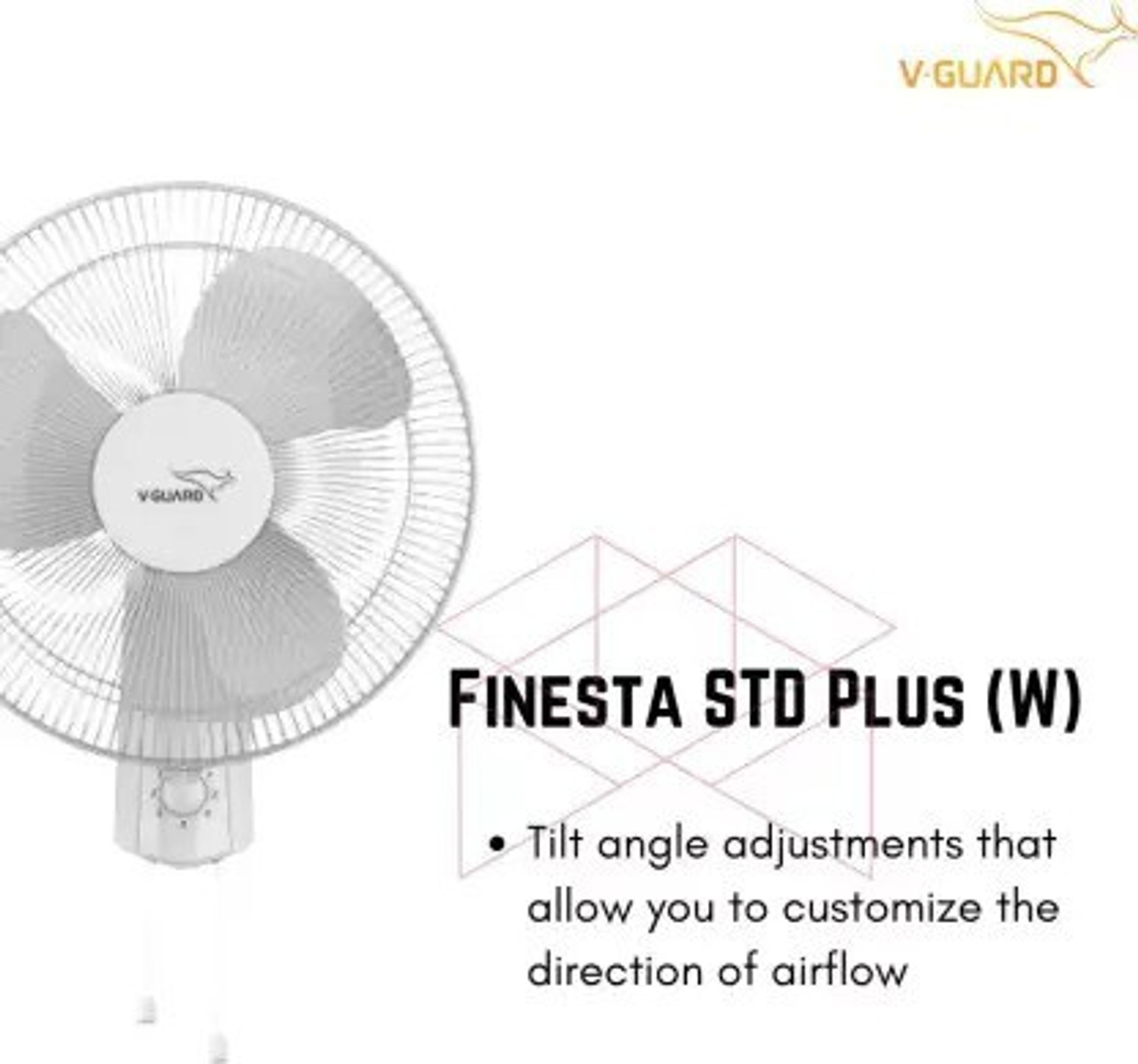 Image of V-Guard Finesta STD Plus (W) with 2 Year Warranty Silent Operation 400 mm Wall Fan