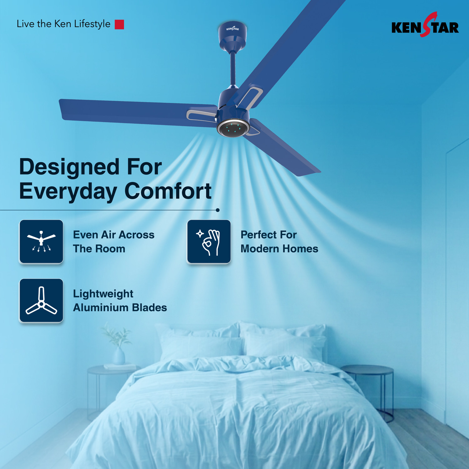 Image of Kenstar ABBLDCWE32W with 2 Year Warranty 1200 mm Ceiling Fan