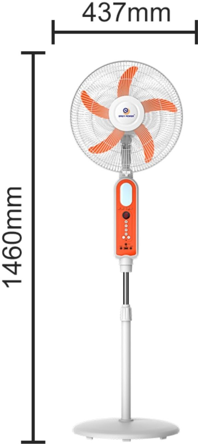 Image of Lipzie Solar Standing Fan with Lithium Battery | Adjustable Speed Cordless Cooling Fan with 1 Year Warranty 90 mm Pedestal Fan