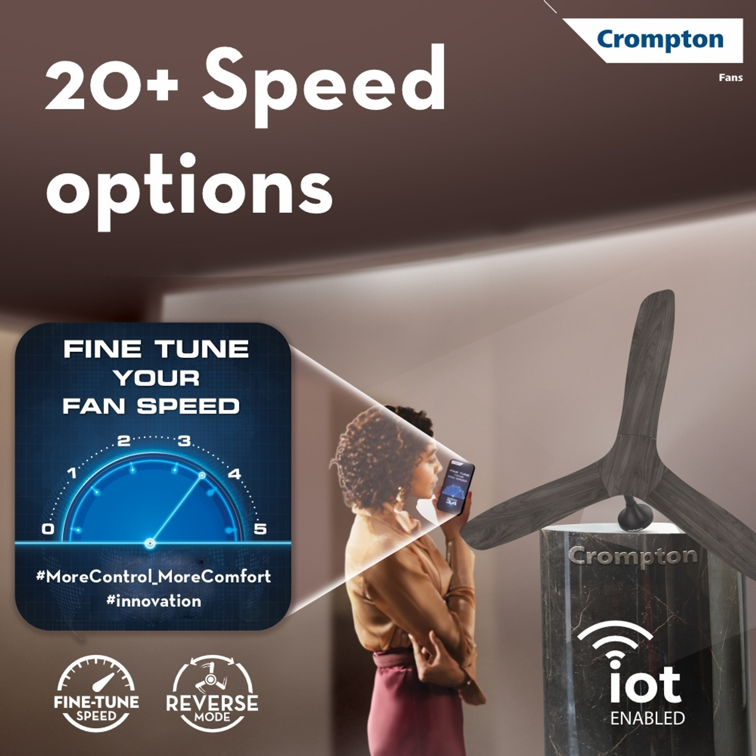 Image of Crompton SP FLUIDO WAVE 48 5S with 4 Year Warranty 1200 mm Ceiling Fan