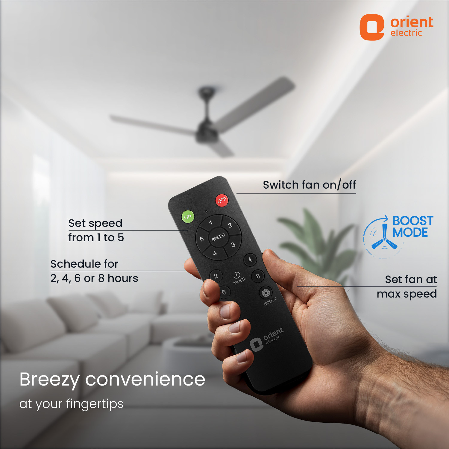 Image of Orient Electric Kratos Neu | Superior Air Delivery |BEE 5 Star Rated | Low Power Consumption with 3 Year Warranty BLDC Motor with Remote 1200 mm Ceiling Fan