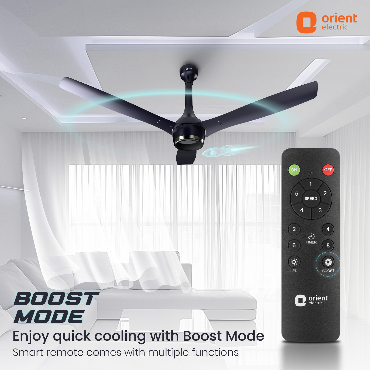 Image of Orient Electric Aeon BLDC Pro with 5 Year Warranty Anti Dust, BLDC Motor with Remote, Energy Saving, High Air Delivery, Silent Operation 1200 mm Ceiling Fan