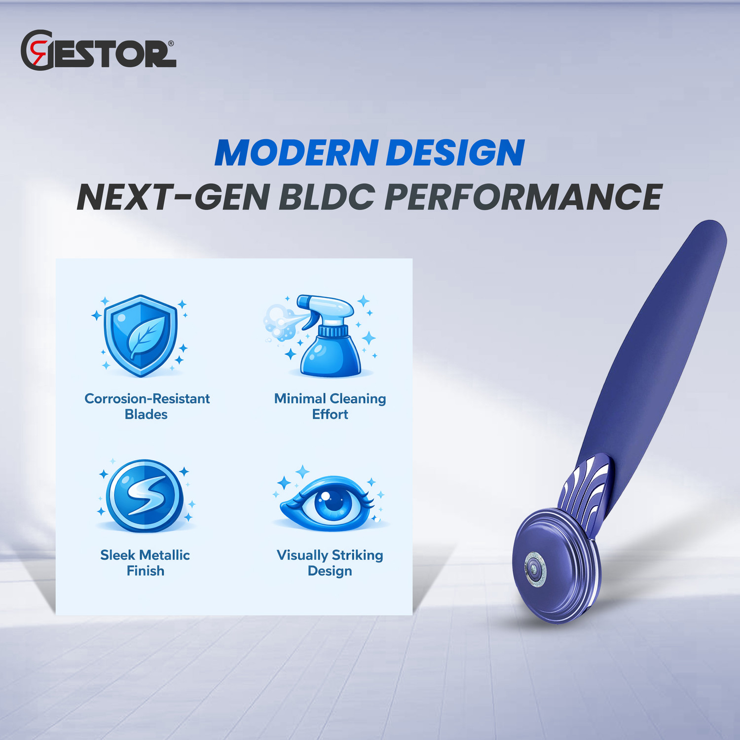 Image of GESTOR Avenzo 101 | BLDC | Super Hi Speed 48 inch Decorative with 5 Year Warranty Anti Dust, BLDC Motor with Remote, Energy Saving, Silent Operation 1200 mm Ceiling Fan