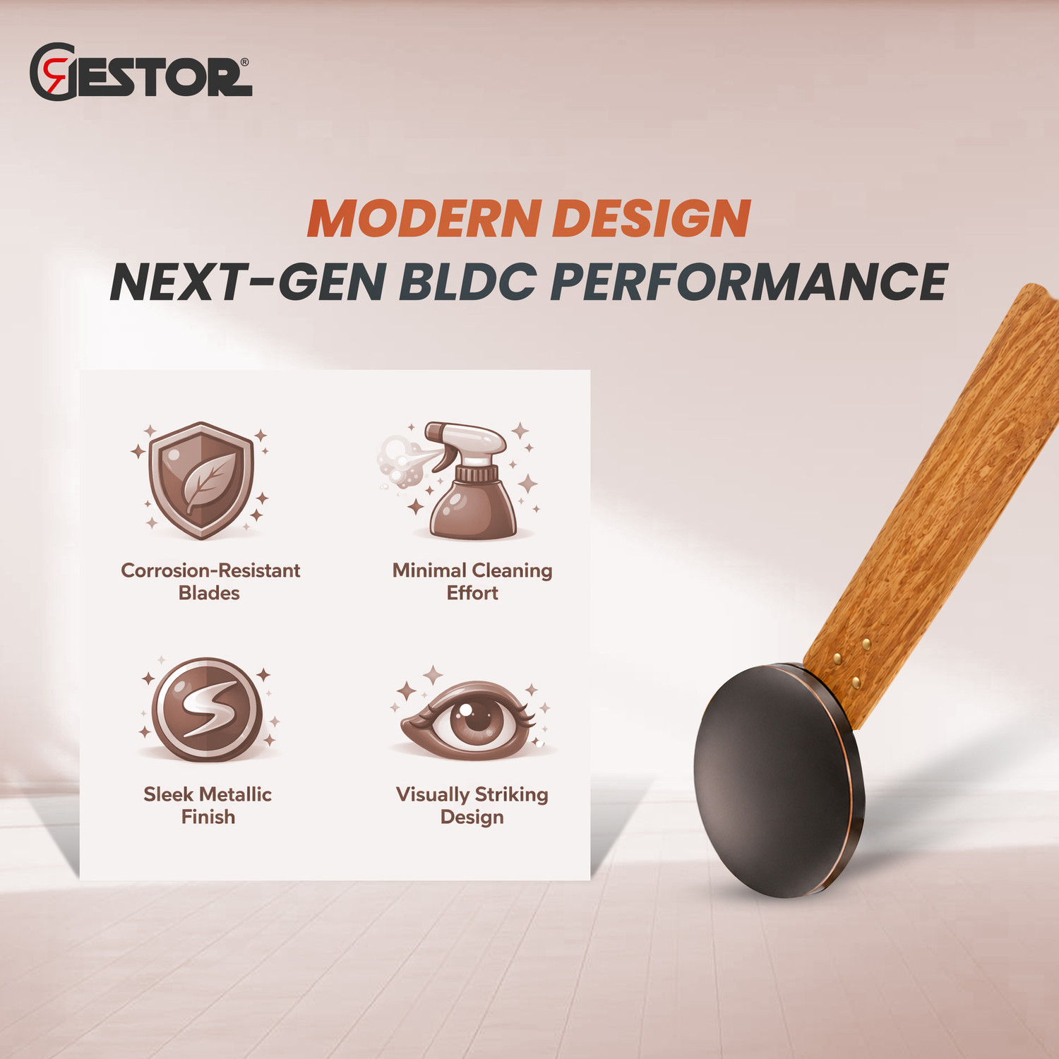 Image of GESTOR Avenzo 202 | 48 inch | Premum Series Super Hi Speed with 5 Year Warranty Anti Dust, BLDC Motor with Remote, Energy Saving, High Air Delivery, Silent Operation 1200 mm Ceiling Fan