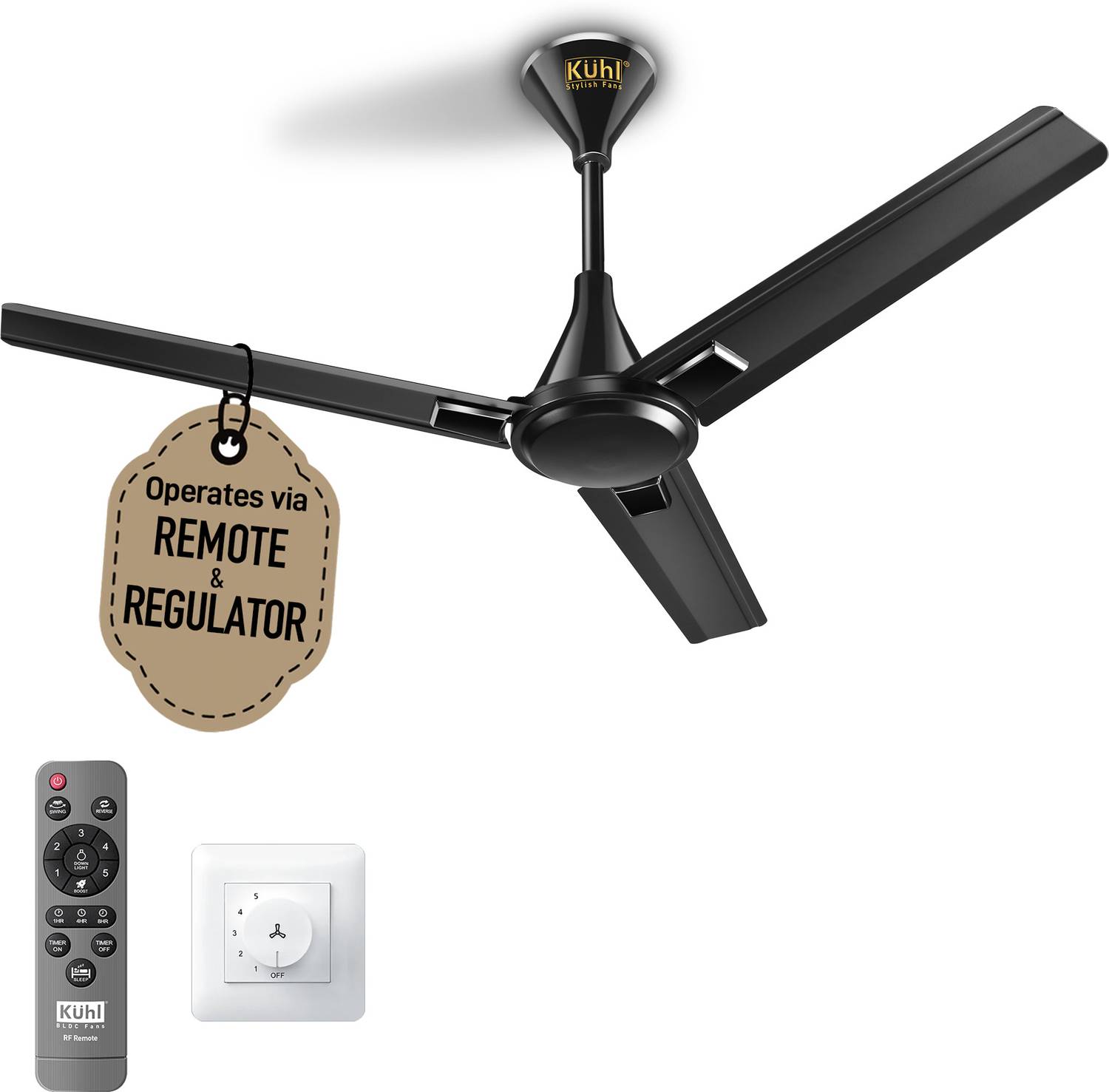 KUHL Fest B2 Power Saving BLDC Ceiling Fan |28W|365 RPM | Remote & Regulator Operated BLDC Motor with Remote 1200 mm Ceiling Fan