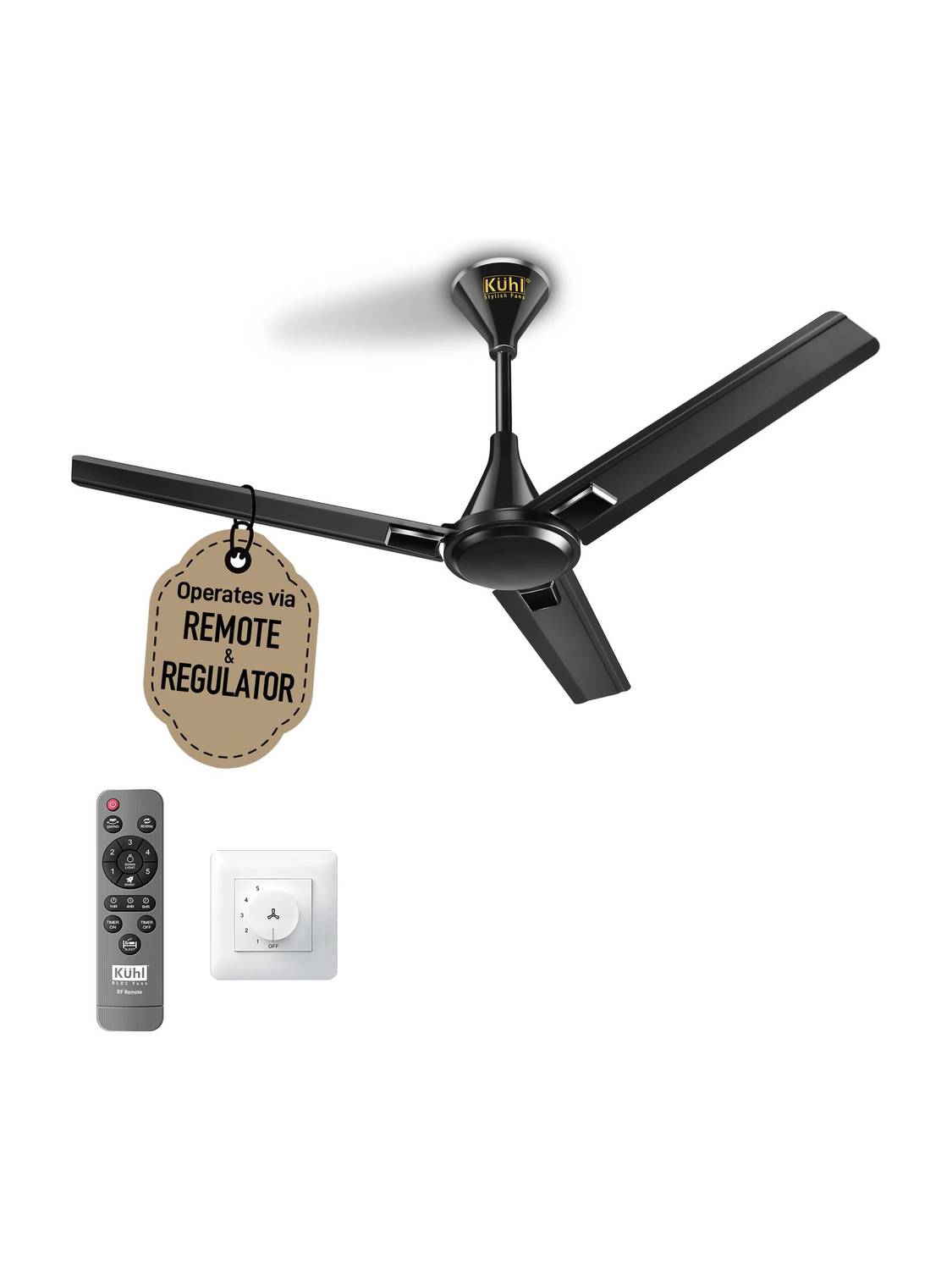 KUHL Fest B2 Power Saving BLDC Ceiling Fan |28W|365 RPM | Remote & Regulator Operated BLDC Motor with Remote 1200 mm Ceiling Fan