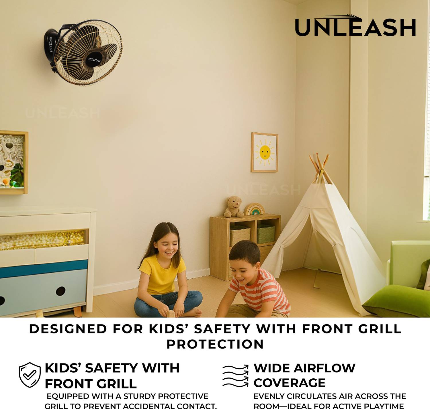 unleash Corus 9inch Metal Jaali Wall Fan - Image 5