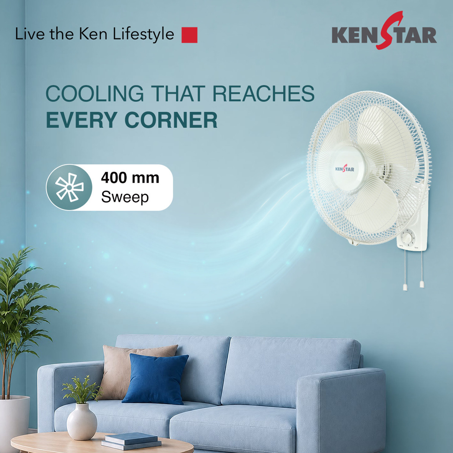Image of Kenstar BreezeX W High Speed with 1 Year Warranty 400 mm Wall Fan