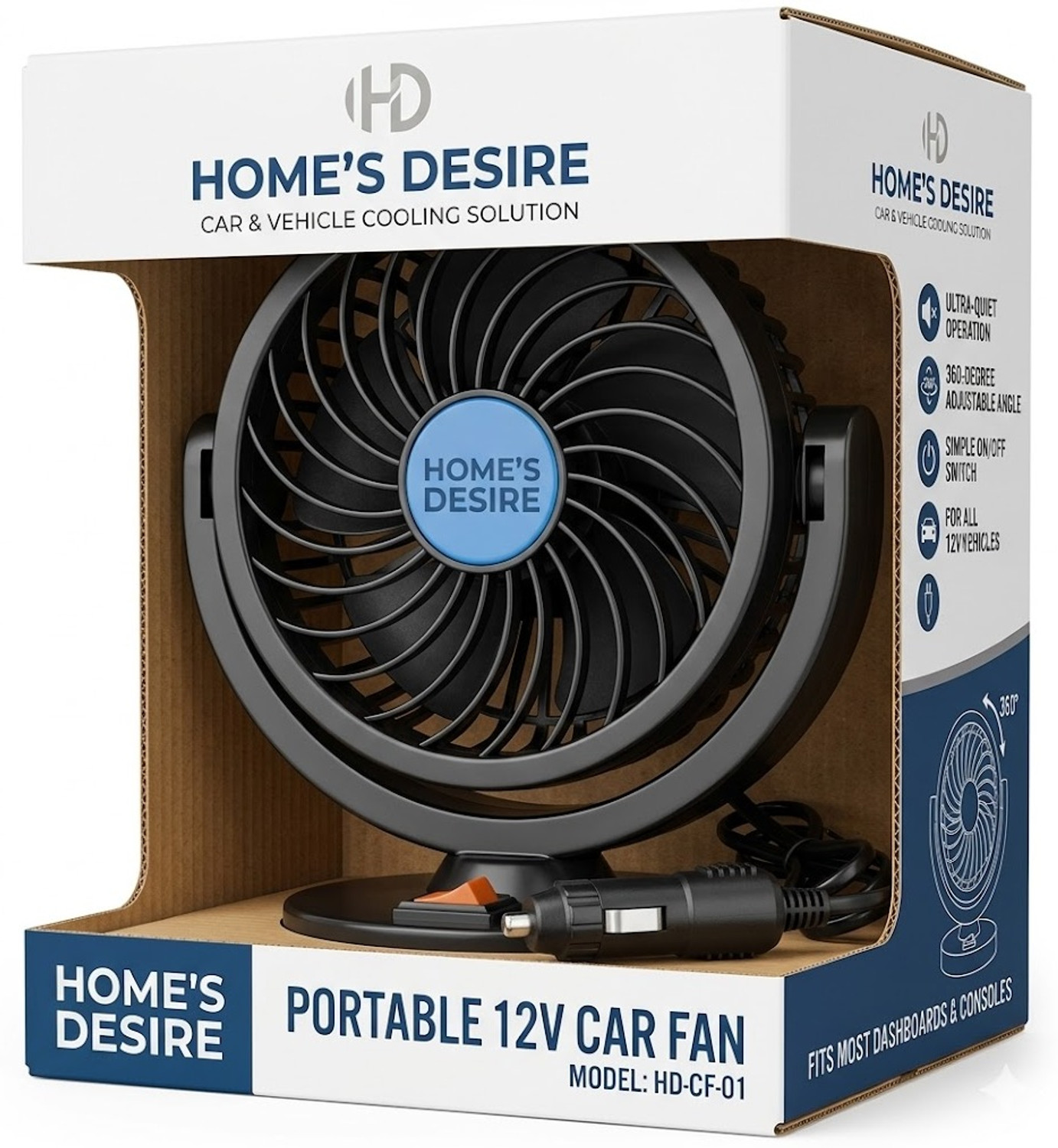 Image of HOME'S DESIRE Electric vehicle cooling fan for car, truck, and champion 5 mm Table Fan
