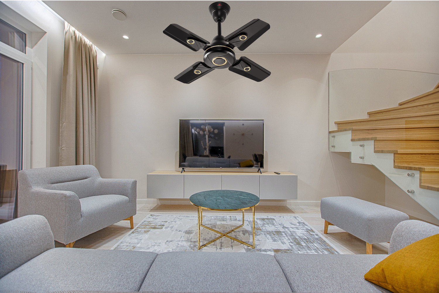 Image of Herrricane Indo-Ring-23-SB | 4 Blade | Anti Dust | Silent Operation | High Speed | Economy with 24 Months Warranty Ultra High Speed 600 mm Ceiling Fan