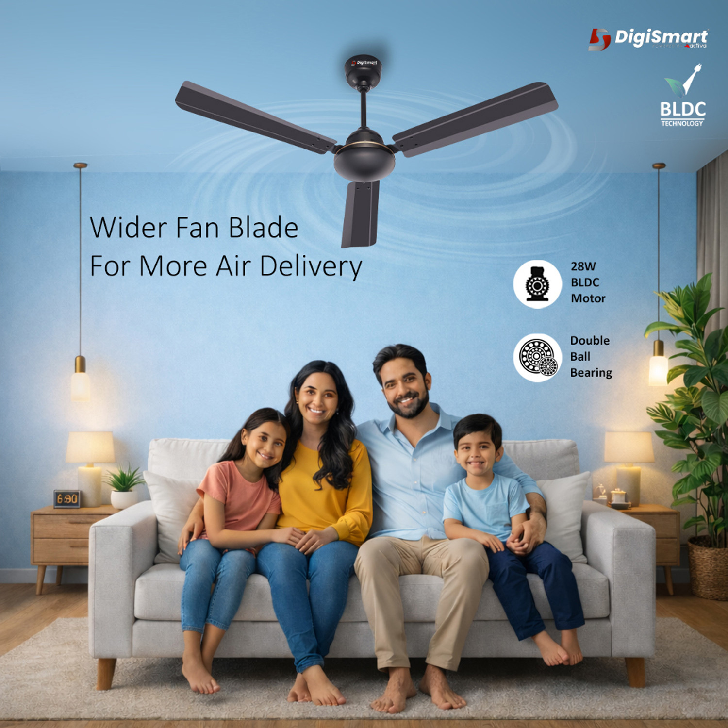 Image of DIGISMART Storm | BLDC Motor | Remote Control | Energy Saving | Silent Operation with 5 Year Warranty BLDC Motor with Remote 1200 mm Ceiling Fan