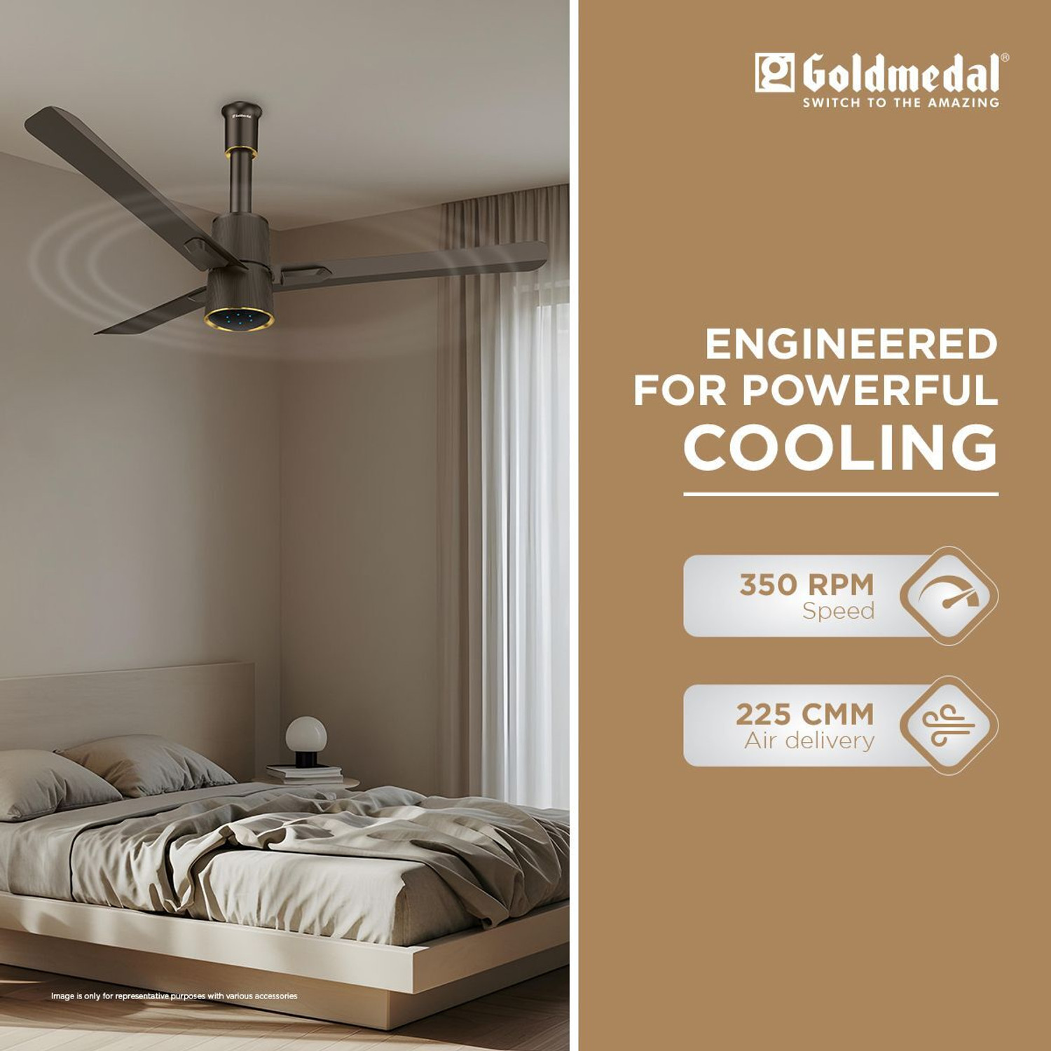 Image of Goldmedal Spacio BLDC with 5 Year Warranty BLDC with Remote and Regulator 1200 mm Ceiling Fan