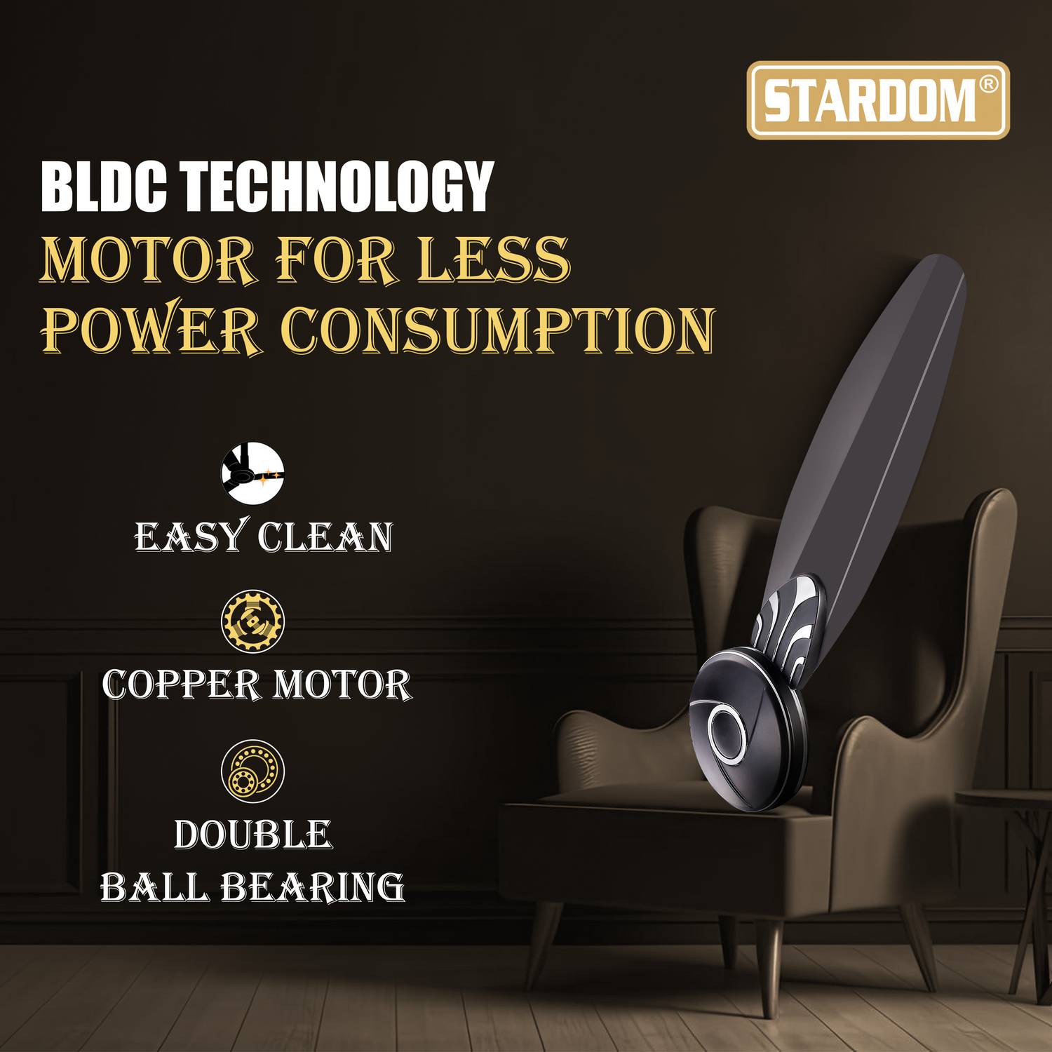 Stardom Racer Smoke Brown 1200 mm BLDC Ceiling Fan - Image 4