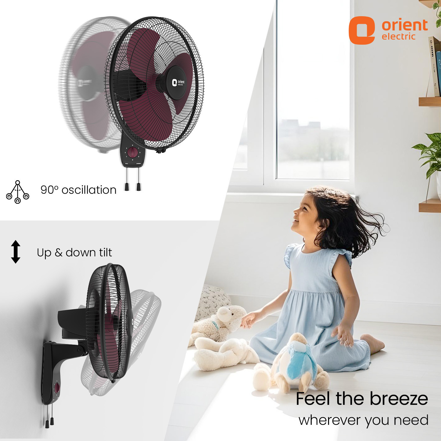 Image of Orient Electric Wall 97 |100% Copper Motor|Superior Air Delivery |3 Speed | Military Grade Guard with 2 Year Warranty Ultra High Speed 400 mm Wall Fan
