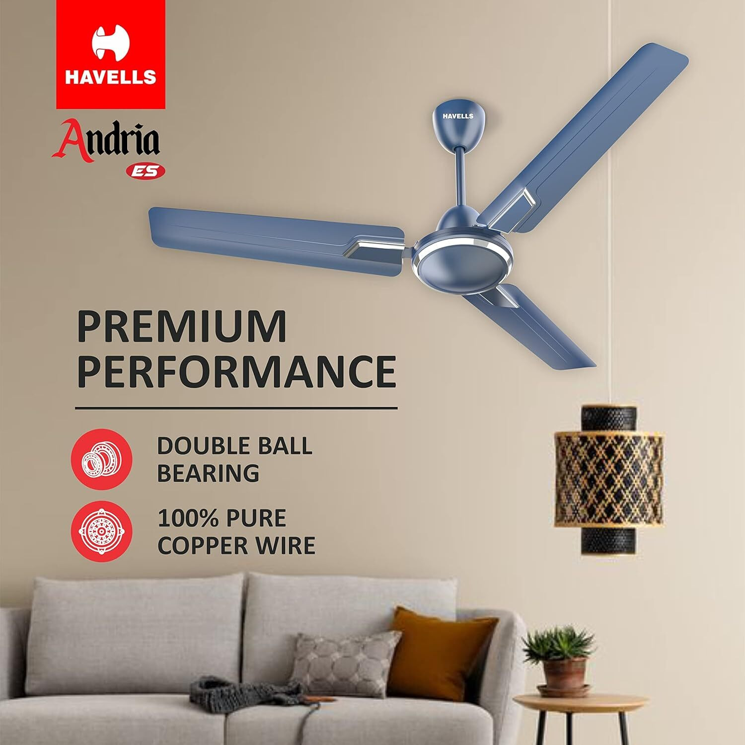 Image of HAVELLS Andria Energy high velocity Energy Saving with 2 Year Warranty 1200 mm Ceiling Fan