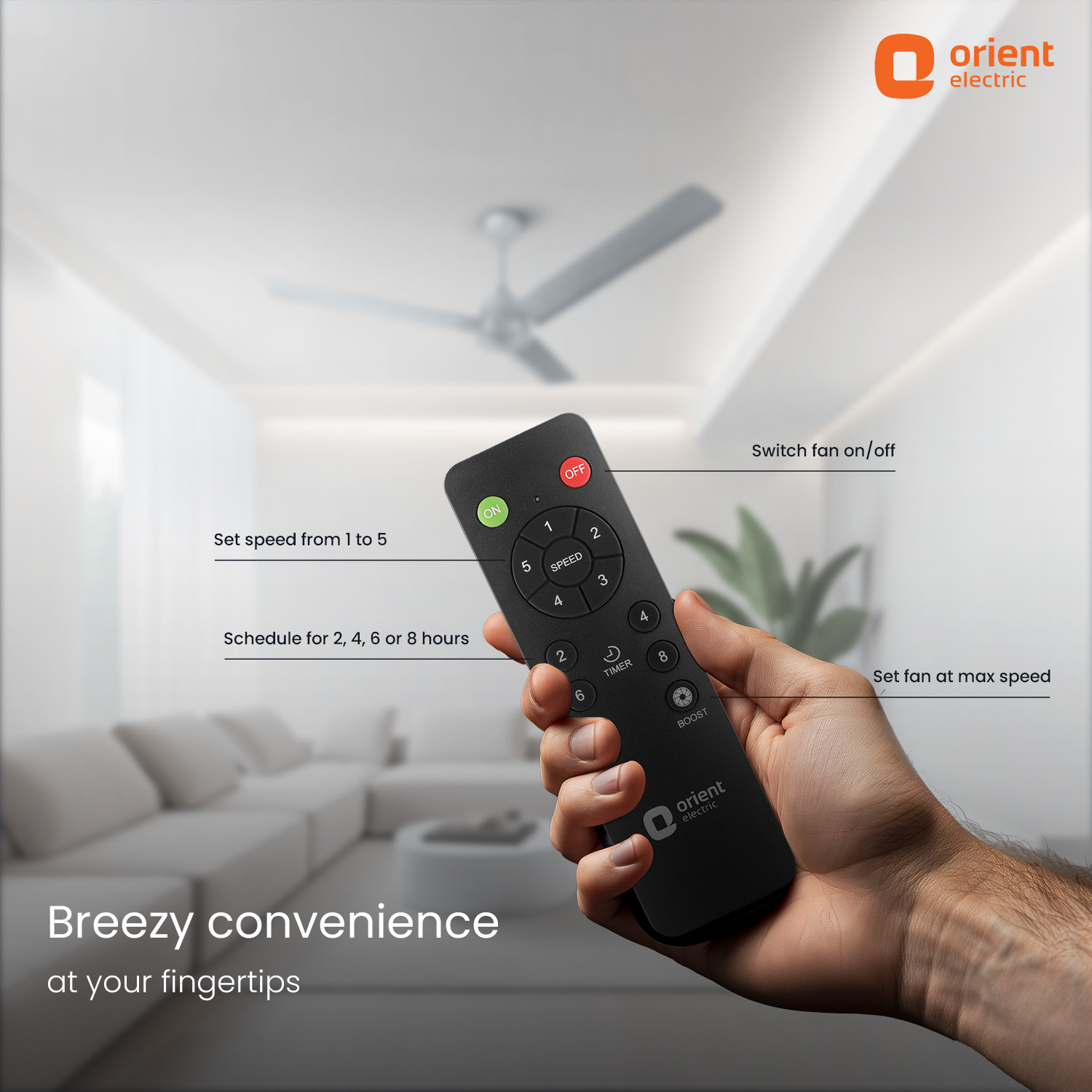 Image of Orient Electric Kratos Neu | Superior Air Delivery |BEE 5 Star Rated | Low Power Consumption with 3 Year Warranty BLDC Motor with Remote 1200 mm Ceiling Fan
