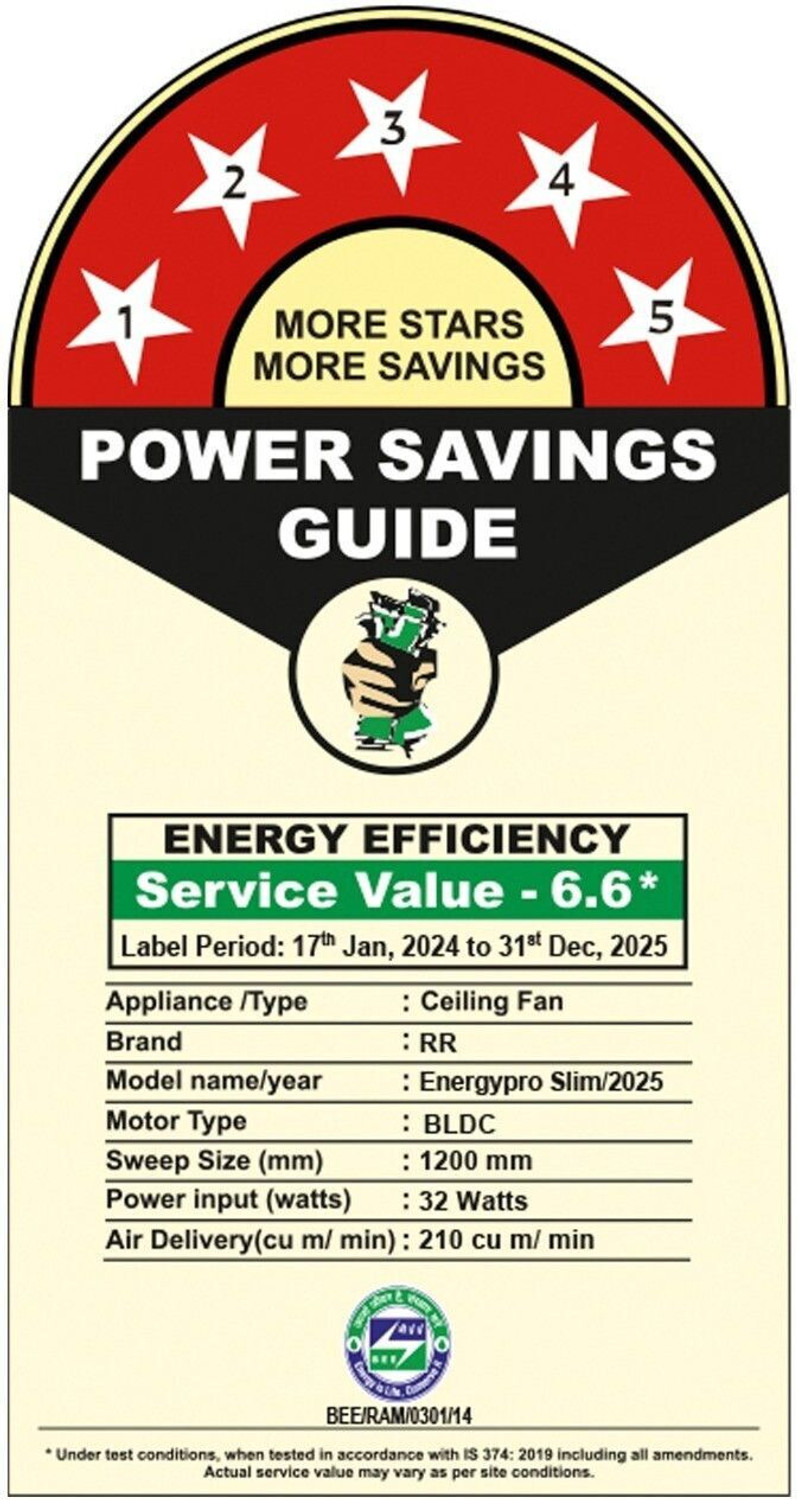 Image of RR Energy Pro Slim with 2 Year Warranty BLDC Motor 1200 mm Ceiling Fan (5 Star | Copper Brown | Pack of 1)