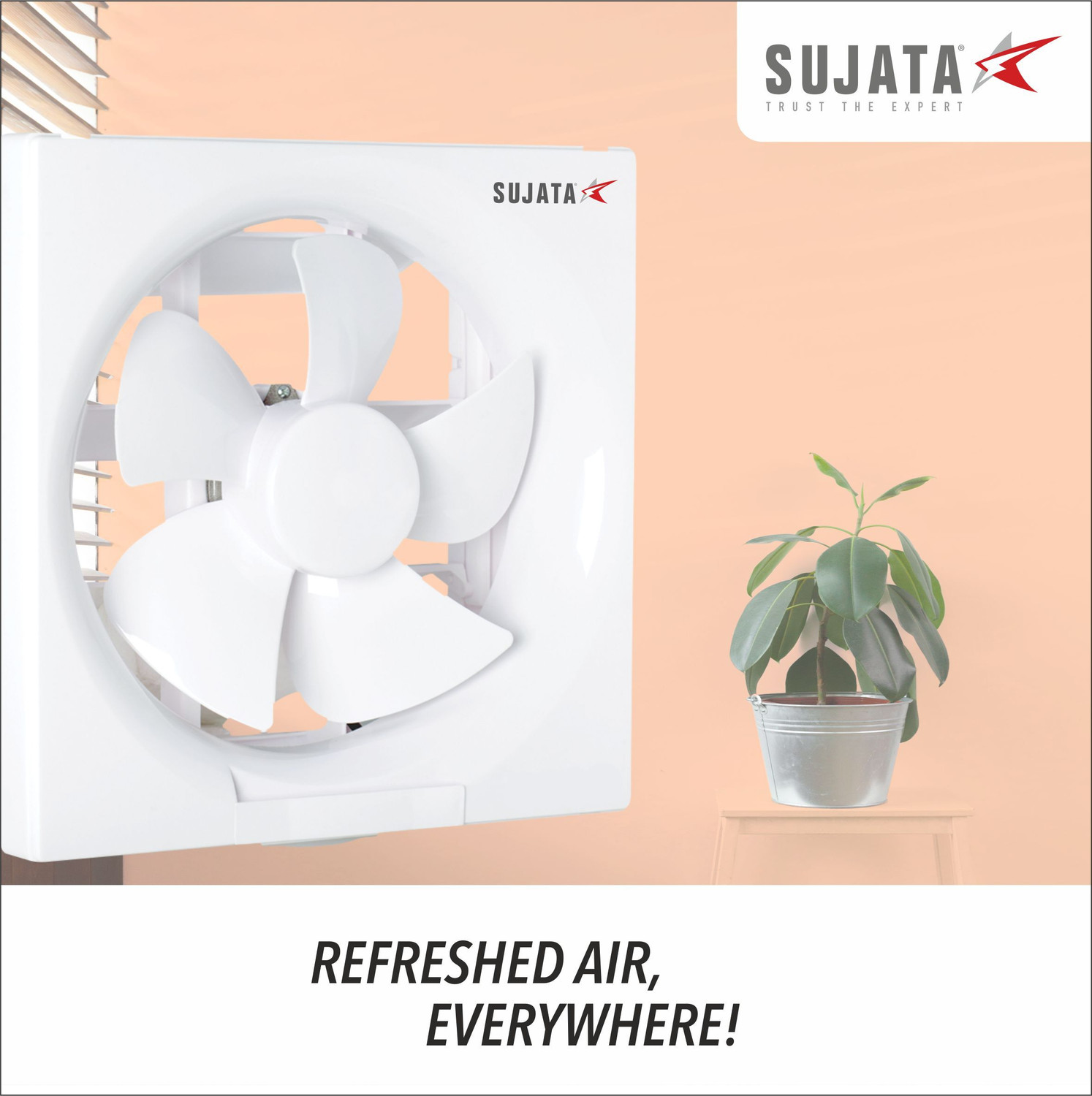 Image of SUJATA Woosh EPB81 Exhaust Fan |For Kitchen & Bathroom |Copper Winding |Ventilation Fan with 2 Year Warranty High Air Delivery 250 mm Exhaust Fan