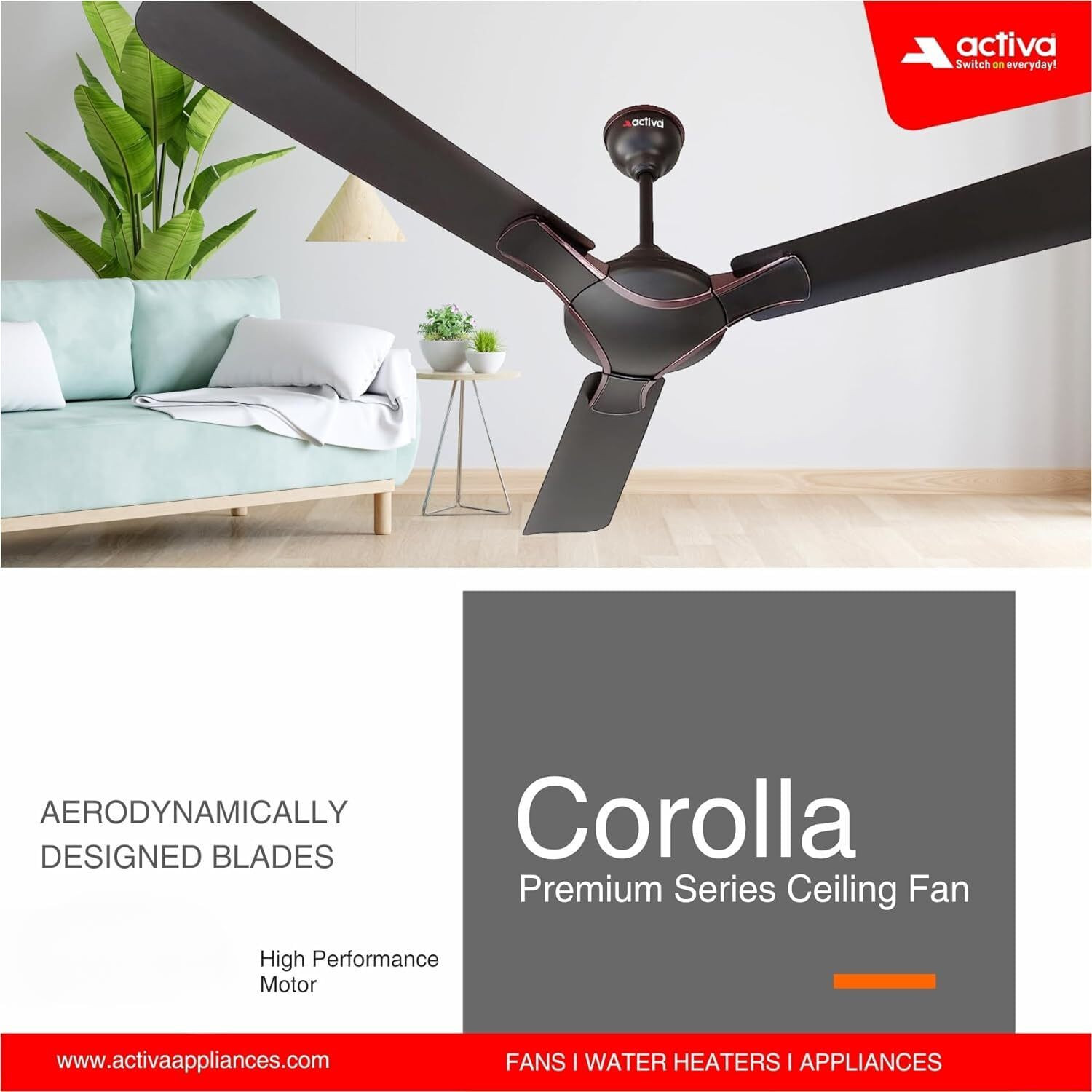 Image of ACTIVA Corolla with 2 Year Warranty Energy Saving 1200 mm Ceiling Fan
