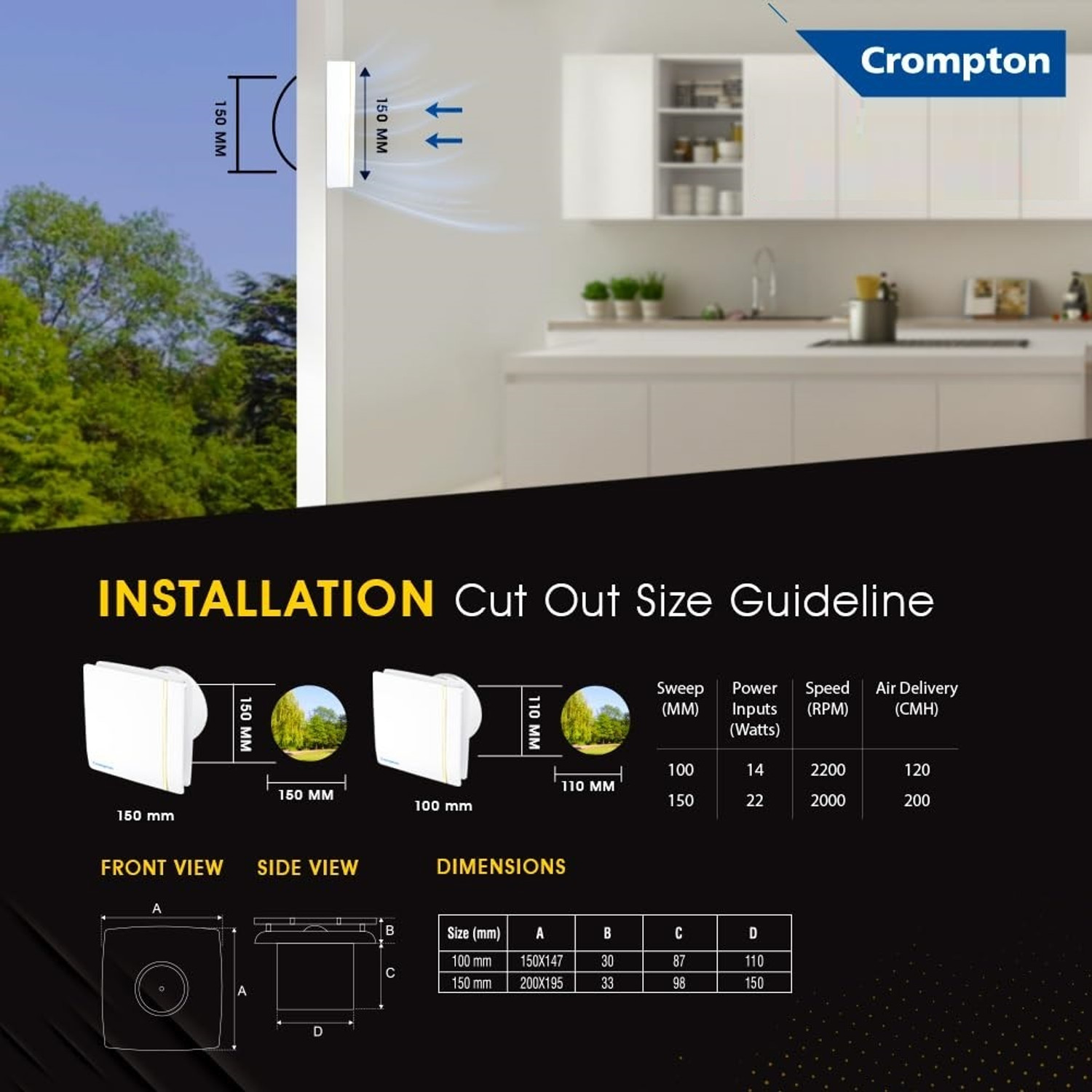 Image of Crompton Artemis ES Bianco with 24 Months Warranty Silent Operation 150 mm Exhaust Fan