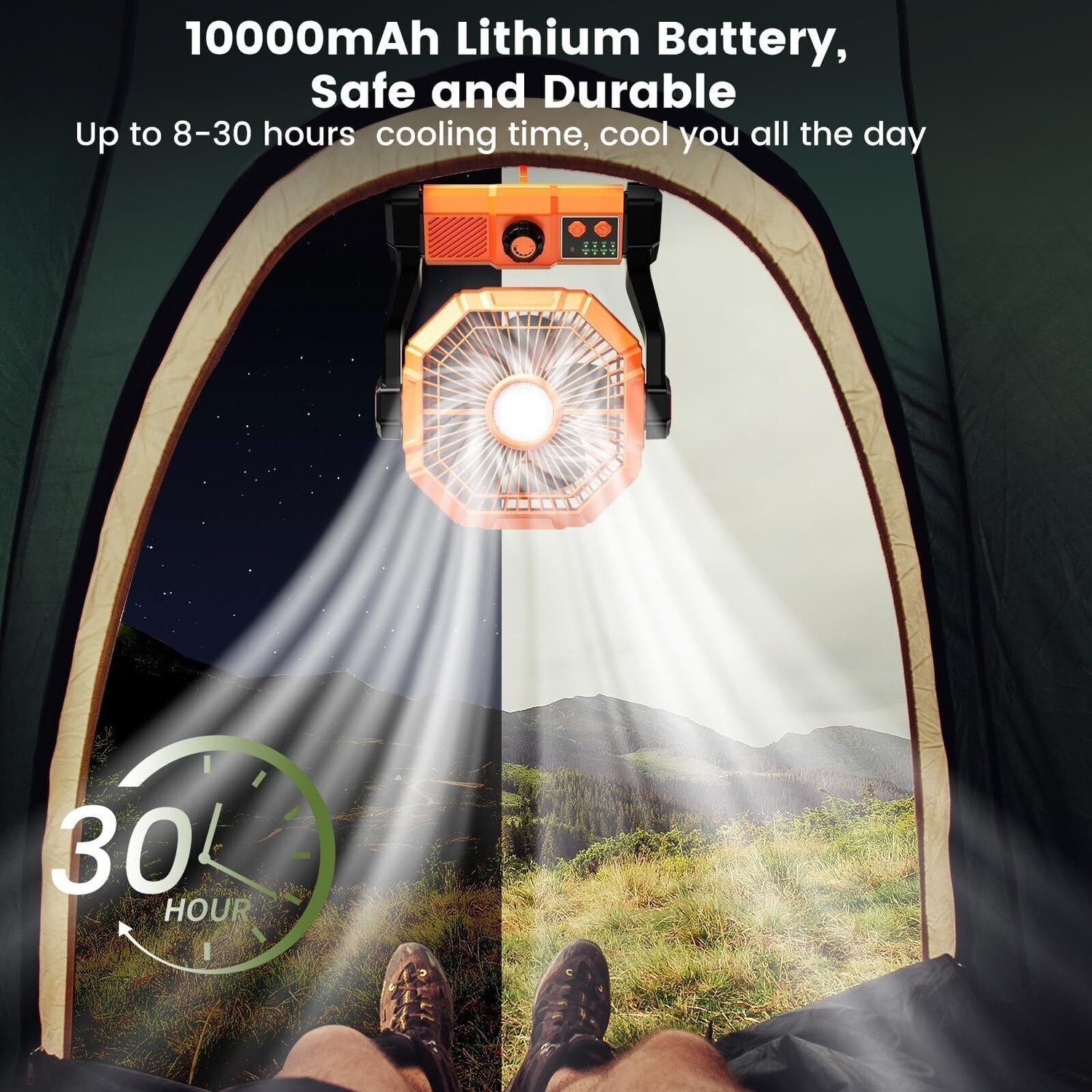 Image of Tuarso 10000 Mah Rechargeable | Portable Fan | for Home with LED Emergency Light with 12 Months Warranty Remote Controlled, Ultra High Speed, Energy Saving, Silent Operation Table Fan