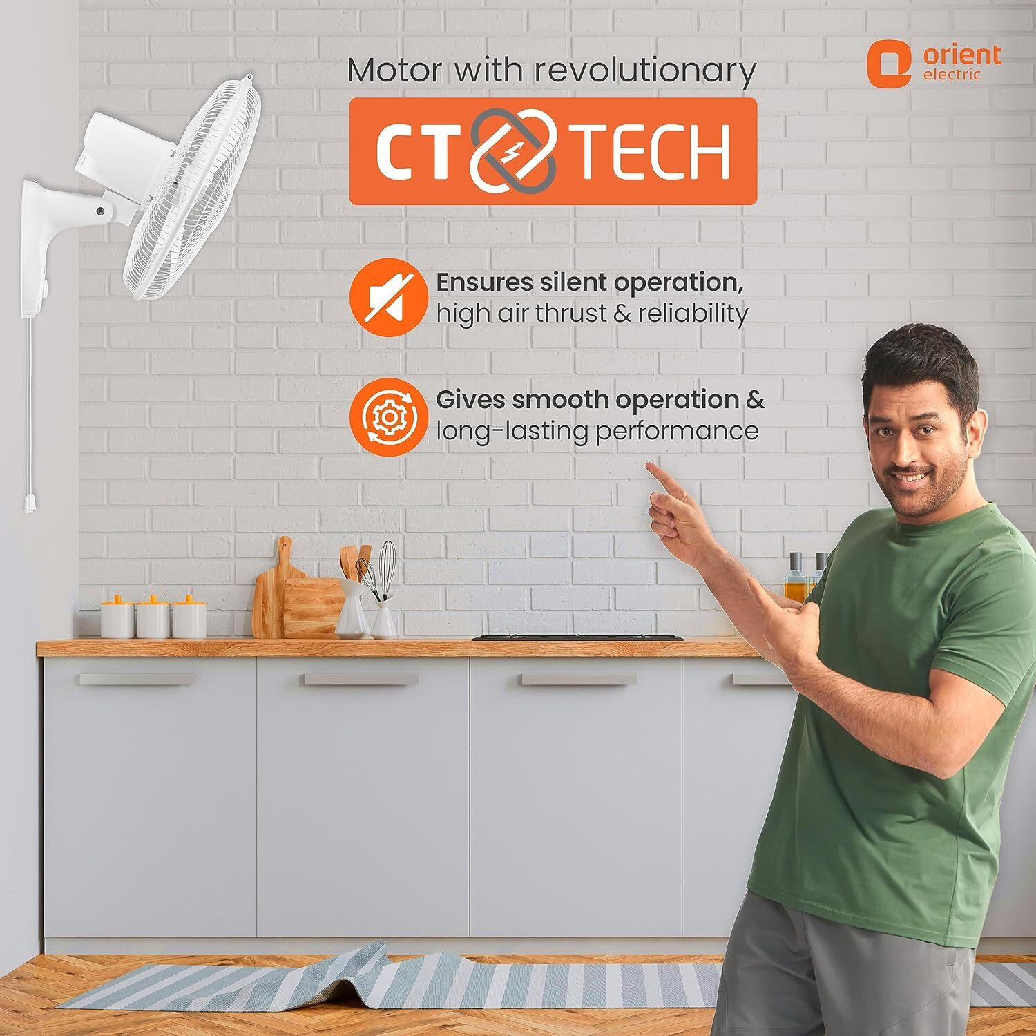 Image of Orient Electric 400MM WALL 44 FAN NORMAL SPEED WALL MOUNT FAN (NOISE LESS) with 2 Year Warranty Energy Saving 400 mm Wall Fan