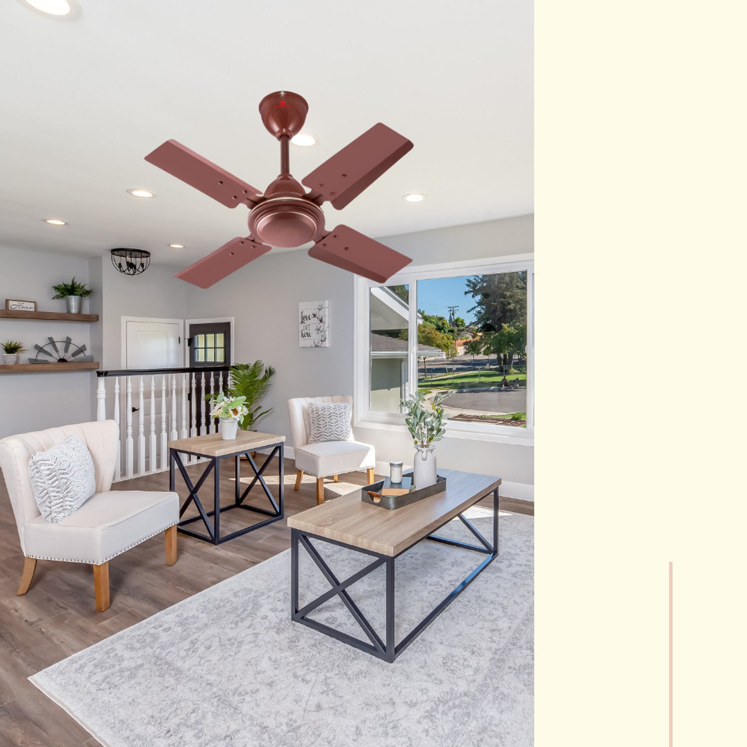 Image of Herrricane HE-AI-24-MB | 4 Blade | Energy Saving | Anti Dust | High Speed | Economy with 24 Months Warranty Ultra High Speed 600 mm Ceiling Fan (Mate Brown | Pack of 1)