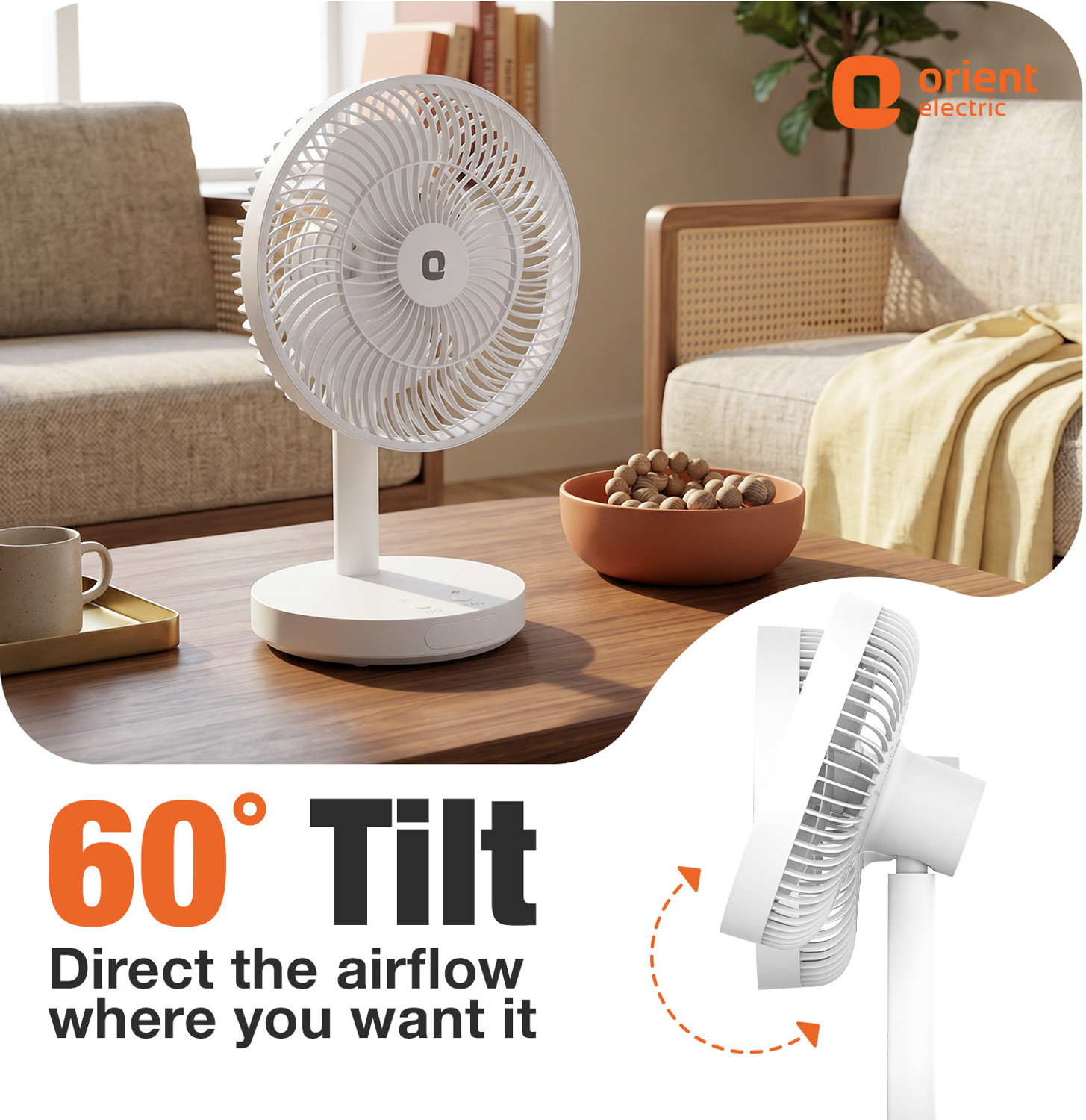 Image of Orient Electric Vento | Rechargeable Personal Fan | Quiet Operation | USB Type-C Charging with 1 Year Warranty Silent Operation 178 mm Table Fan