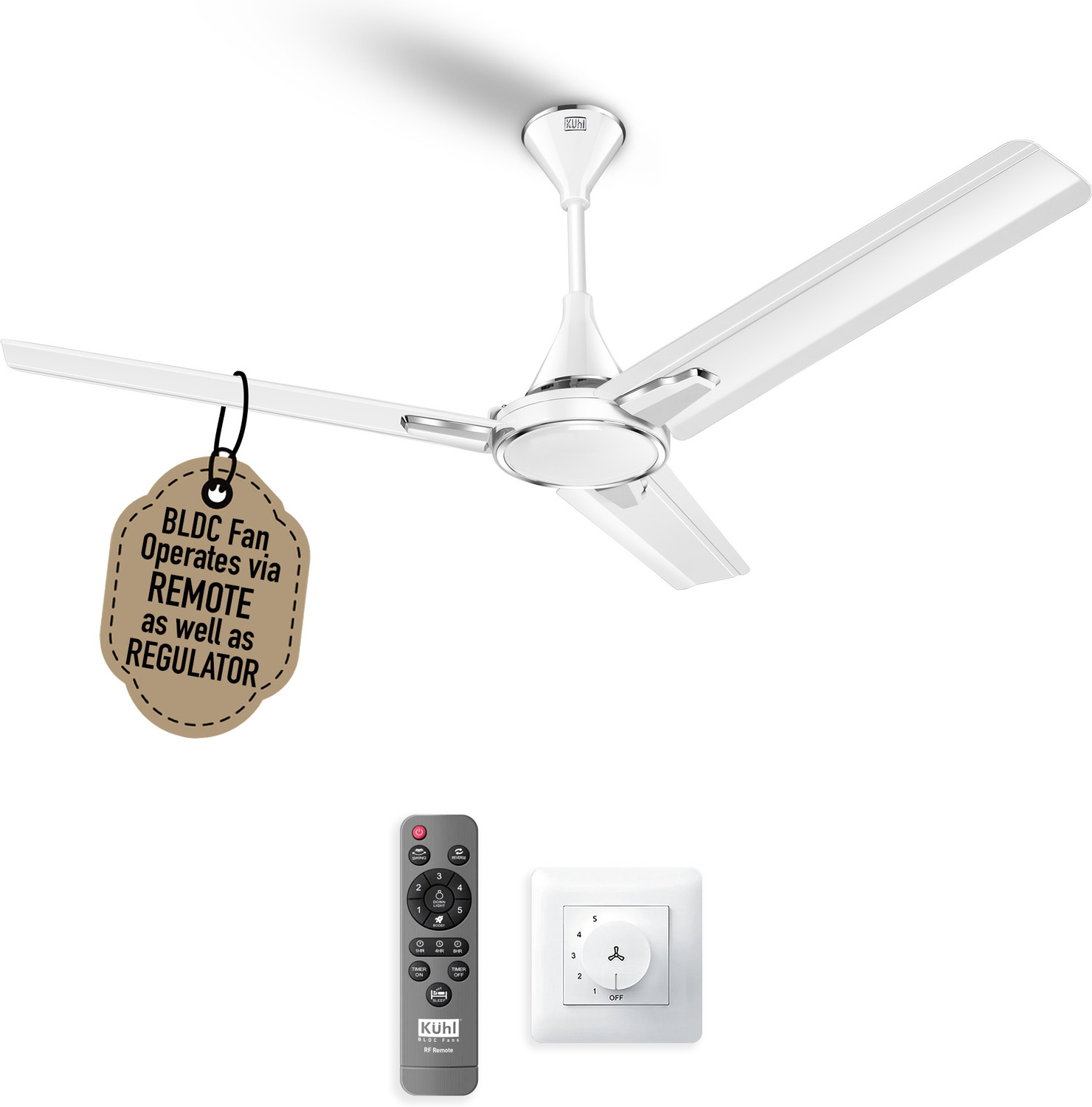 Image of KUHL Prima A1 Duo Power Saving BLDC Ceiling Fan | 29W | Remote & Regulator Operated BLDC Motor with Remote 1200 mm Ceiling Fan