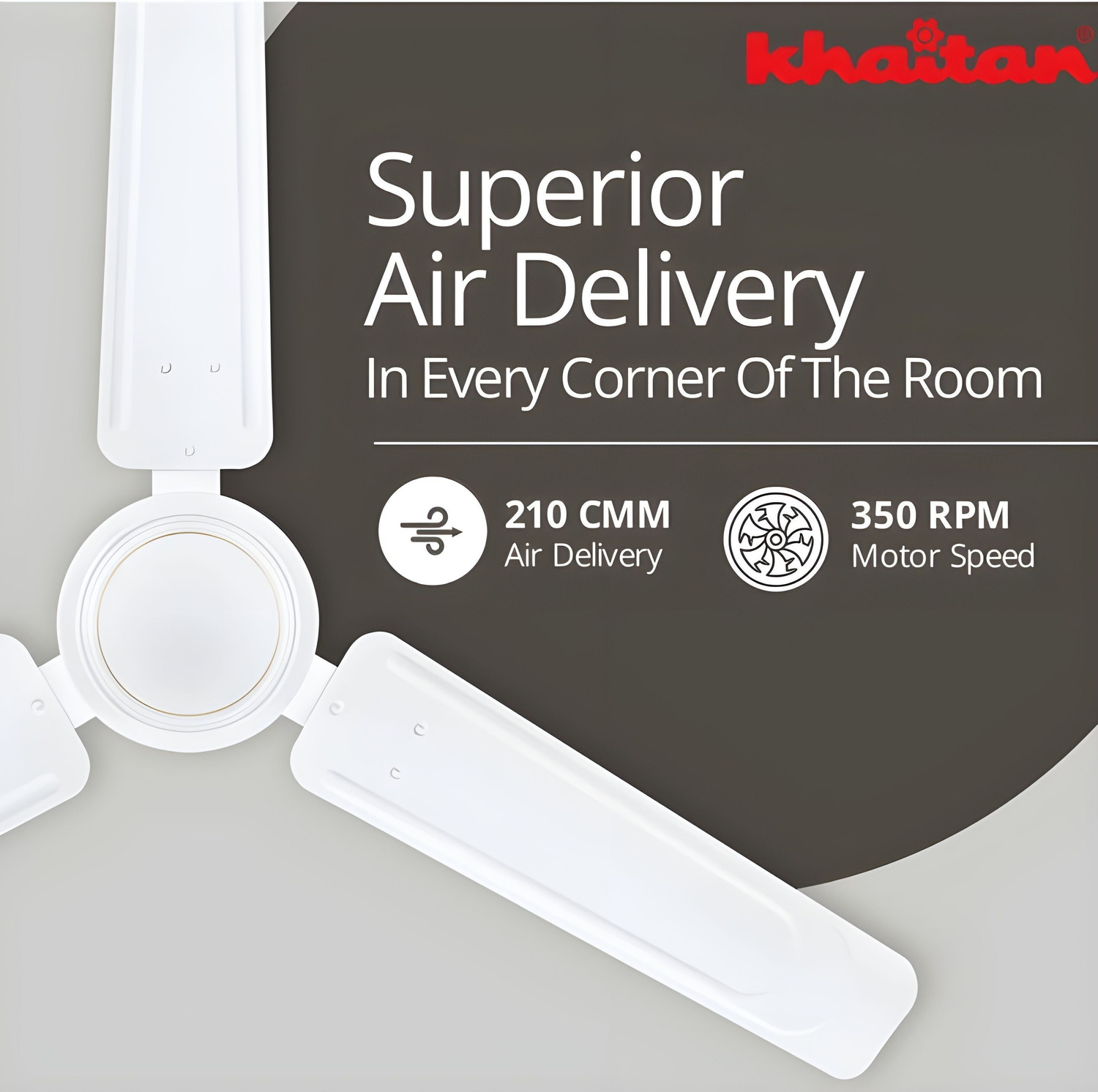 Image of Khaitan High Speed Ceiling fan 48 inch / 1200 mm 100% Copper | Power Saving| Low Noise| with 2 Year Warranty High Air Delivery, Energy Saving 1200 mm Ceiling Fan