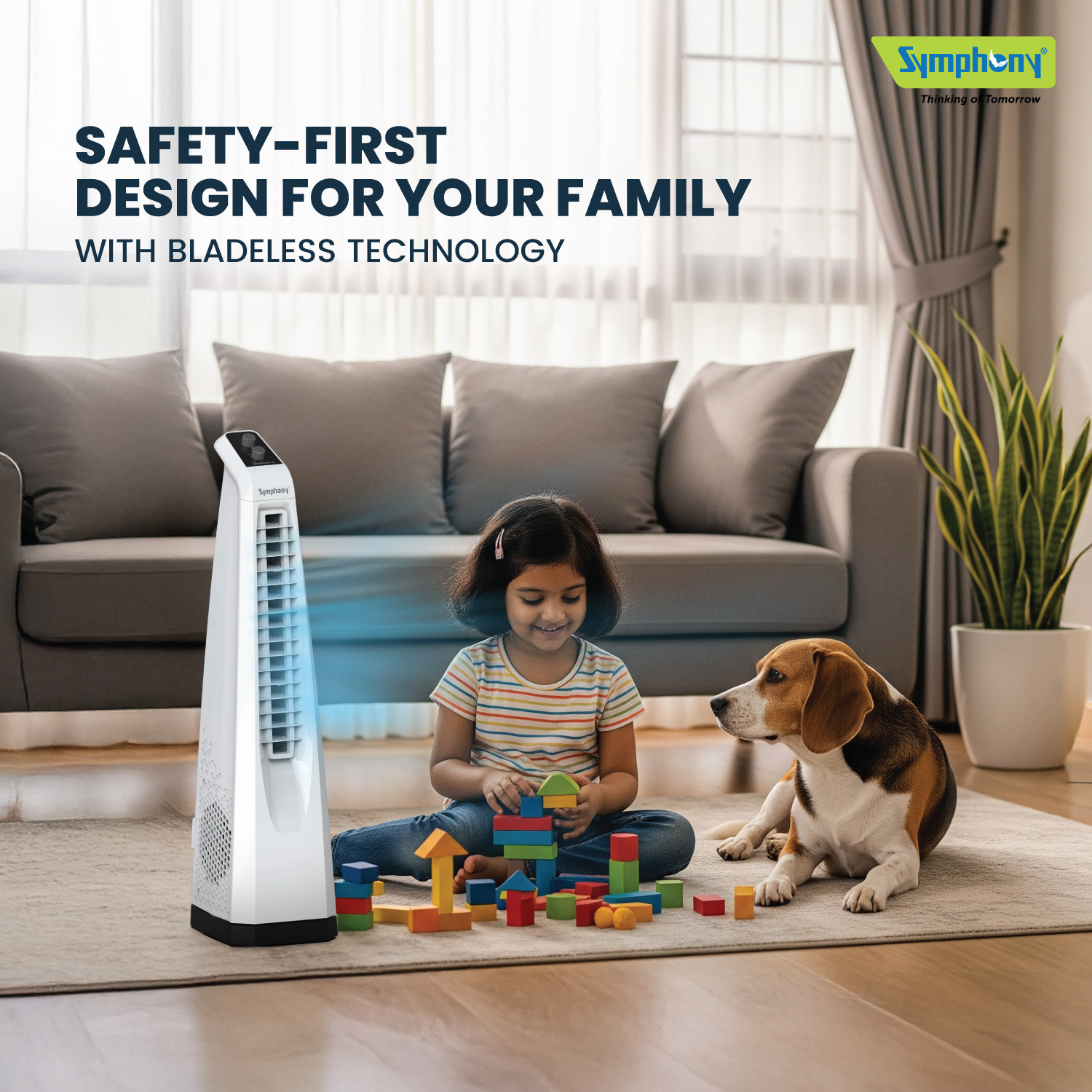 Image of Symphony Surround Jr | Compact Design with 12 Months Warranty Tower Fan (White | Pack of 1)