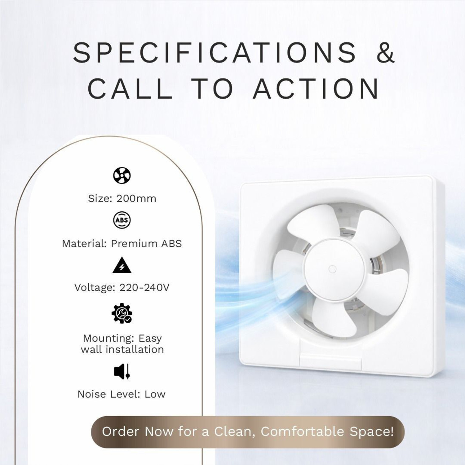 Image of therza Premium Exhaust Fan with 12 Months Warranty Anti Dust, Anti Rust, BLDC Motor, Energy Saving, Silent Operation, High Air Delivery Exhaust Fan