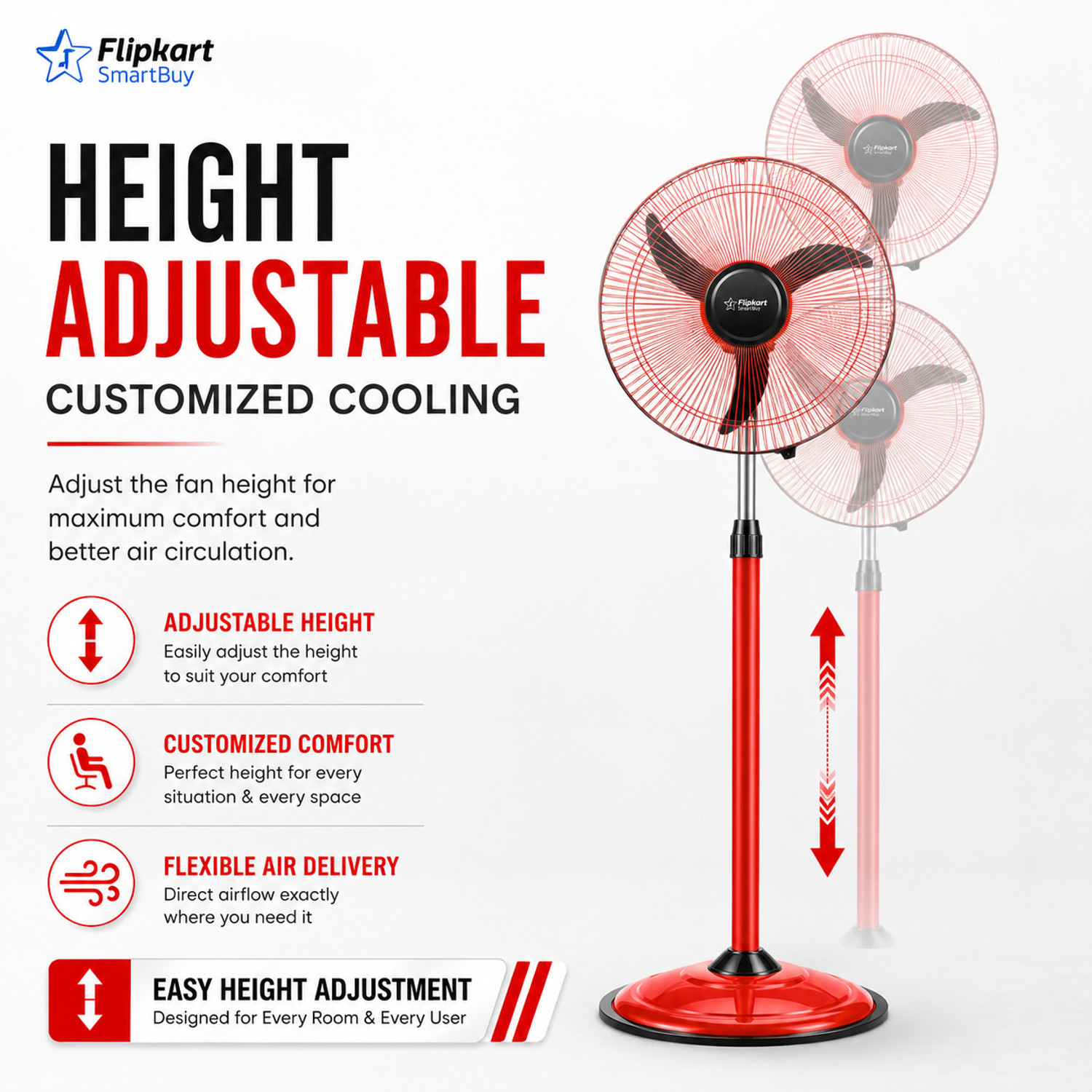 Image of Flipkart SmartBuy Falcon Signature with 2 Year Warranty High Air Delivery, Ultra High Speed 400 mm Pedestal Fan