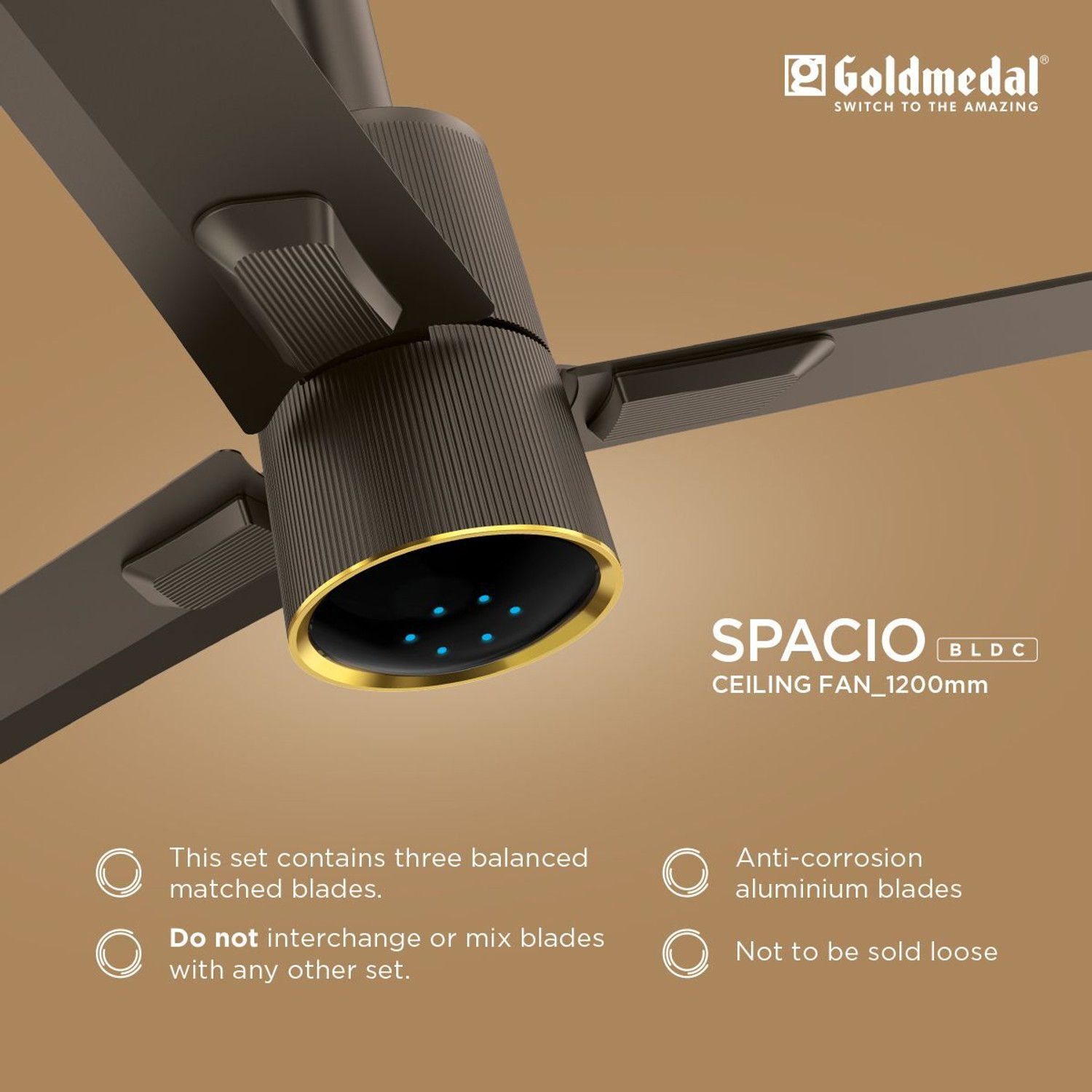Image of Goldmedal Spacio BLDC with 5 Year Warranty BLDC with Remote and Regulator 1200 mm Ceiling Fan