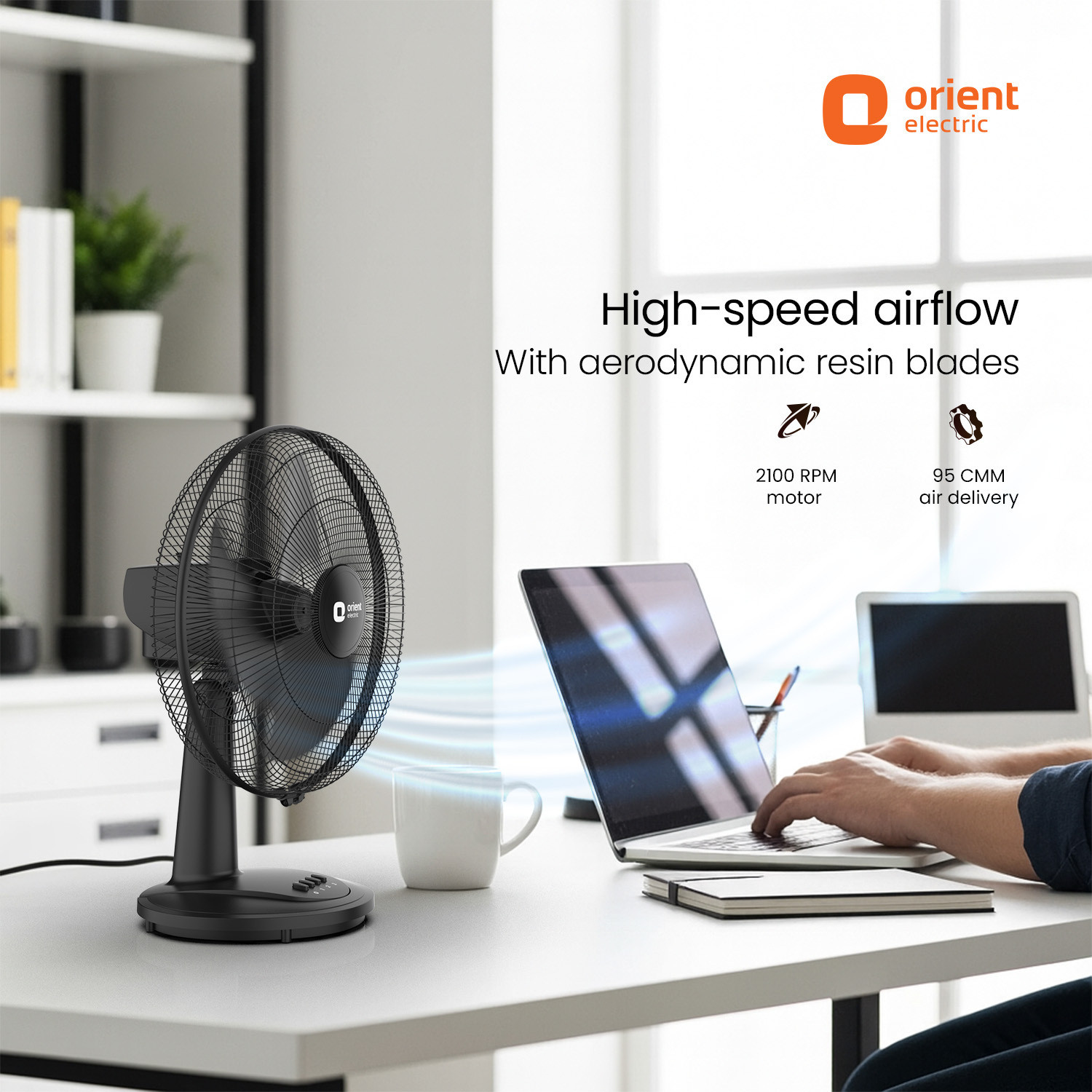 Image of Orient Electric Table 77 |100% Copper Motor|Superior Air Delivery |3 Speed| Military Grade Guard with 2 Year Warranty Ultra High Speed 400 mm Table Fan