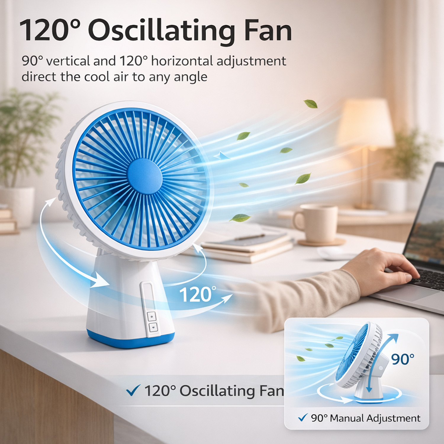 Image of ZUVUZU Table Fan | Rechargeable Table Fan with | LED Light | High Speed | Fan for Home Ultra High Speed 1400 mm Table Fan