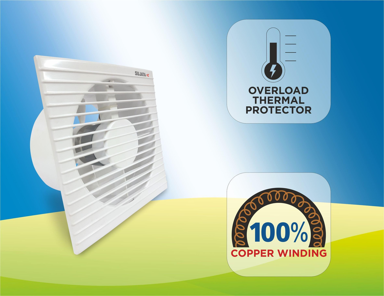 Image of SUJATA Woosh APB81 Exhaust Fan 6Inch | High Suction | Copper Winding | Ventilation Fan 150 mm Exhaust Fan