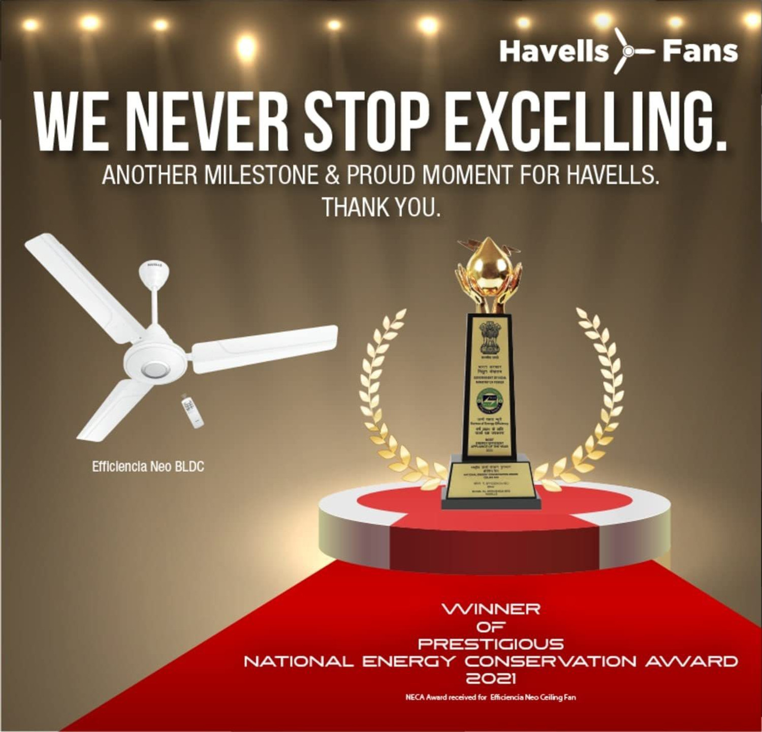 Image of HAVELLS Artemis BLDC with 2 Year Warranty BLDC Motor with Remote 1200 mm Ceiling Fan (5 Star | Bianco | Pack of 1)