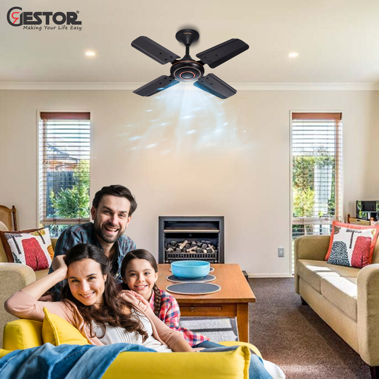 Image of GESTOR Phantom | Ultra High Speed | 24 inch Semi-Decorative with 36 Months Warranty Anti Dust 600 mm Ceiling Fan