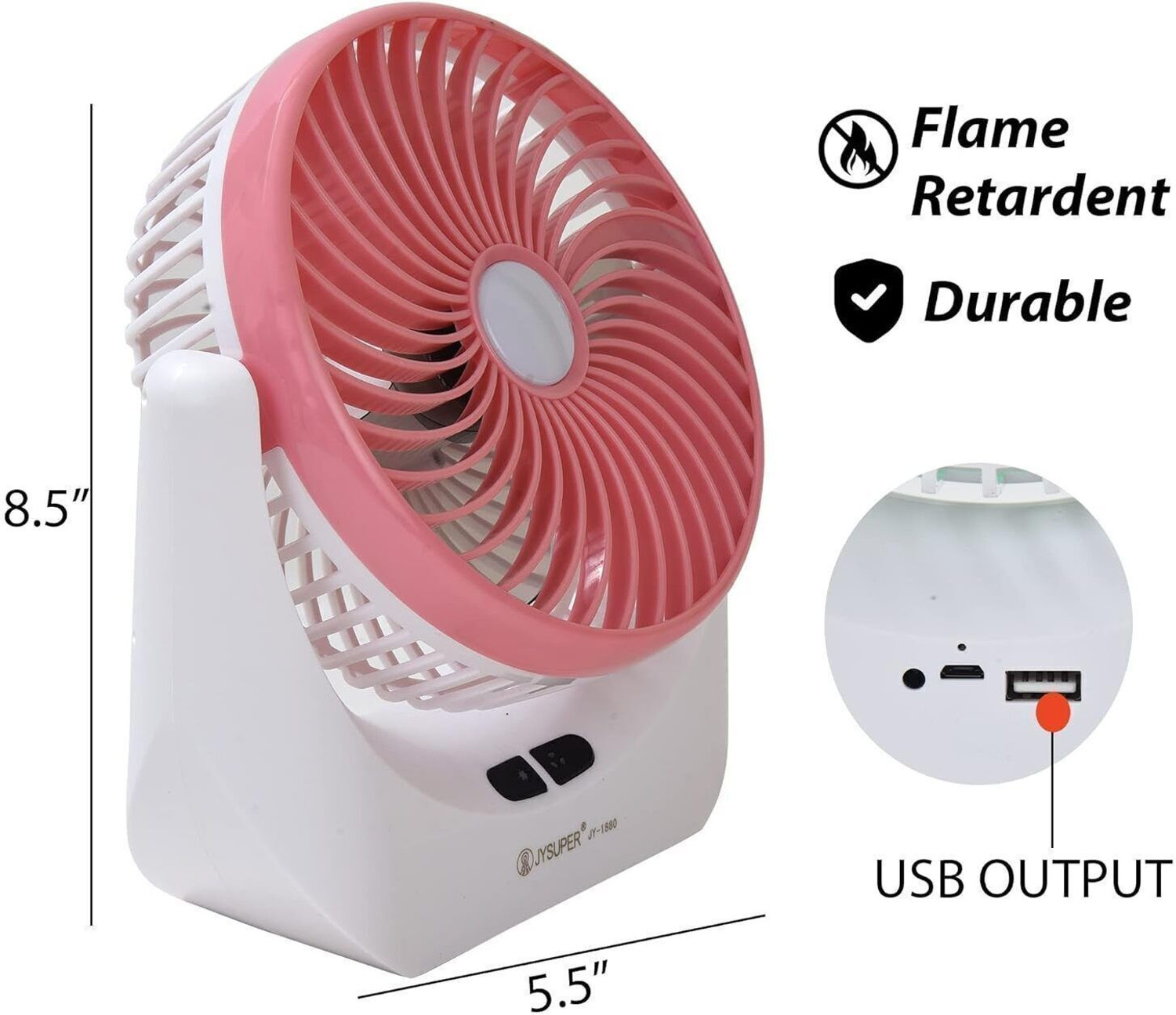 Image of TAKSHA FANS High Speed Rechargeable portable Table Fan Multicolor with Light ( Multicolor ) Battery Powered 3 Blade Portable Mini Fan For Office Desk, Kitchen USB Fan