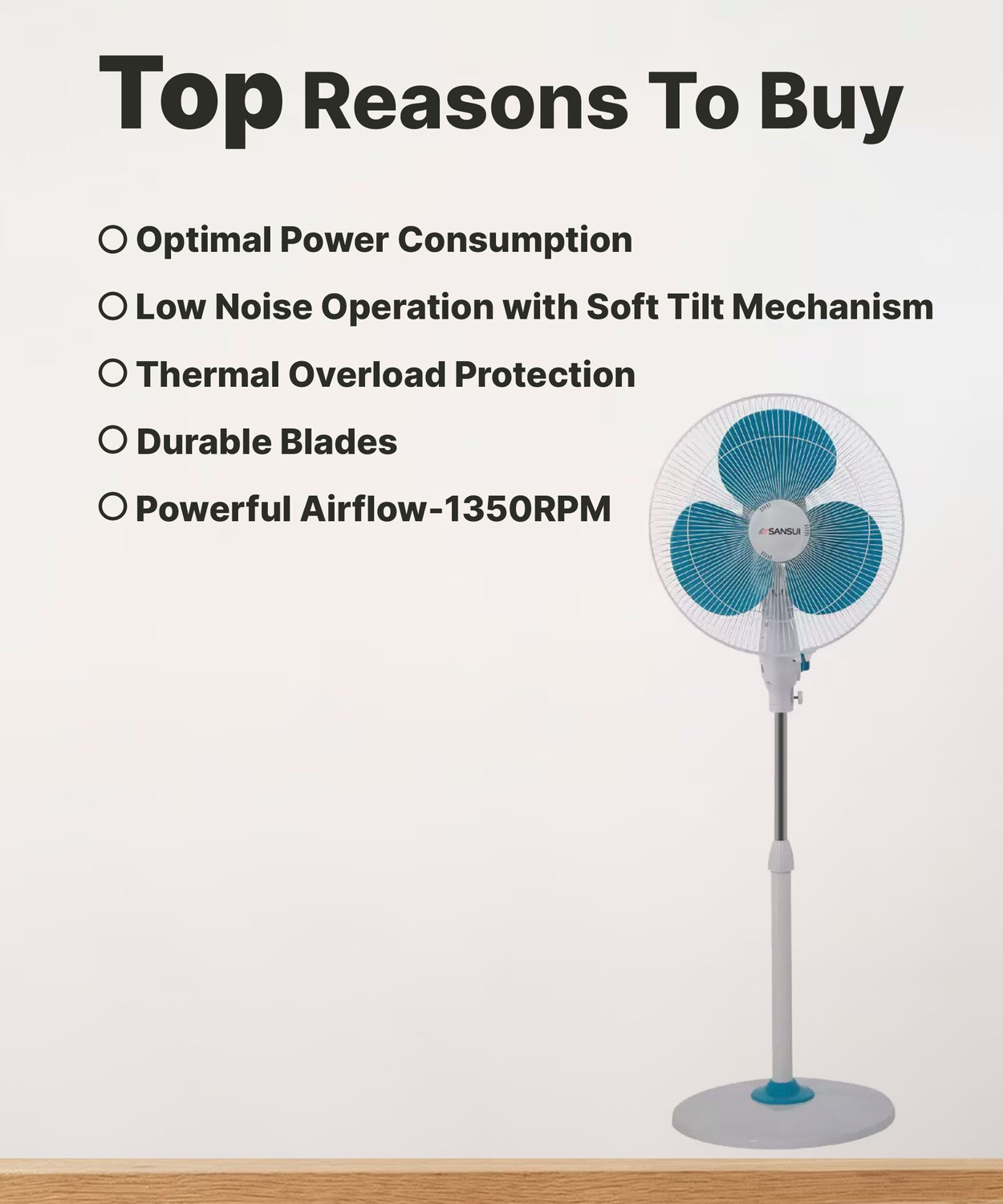 Image of Sansui Chetak Speed with 1 Year Warranty 400 mm Pedestal Fan