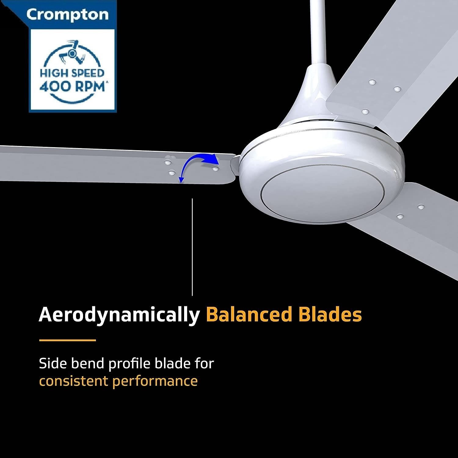 Image of Crompton HS Plus 1200 mm(48 inches)High-Speed Energy Efficient Button Control(Opal White) with 24 Months Warranty Energy Saving 1200 mm Ceiling Fan