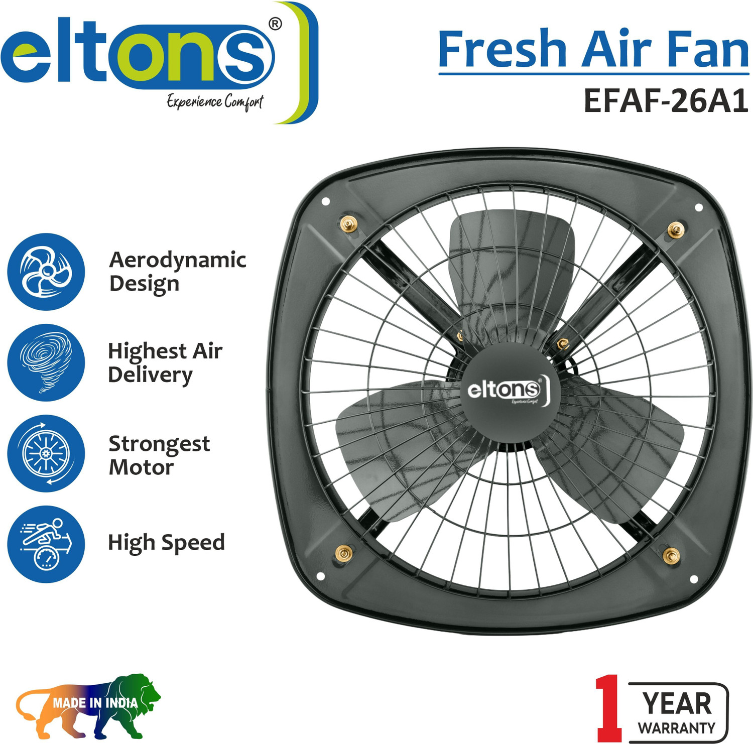 Image of Eltons EFAF-26A2 | 12 INCH | Metal Exhaust Fan For Kitchen, Bathroom, Home & Industries with 12 Months Warranty 300 mm Exhaust Fan