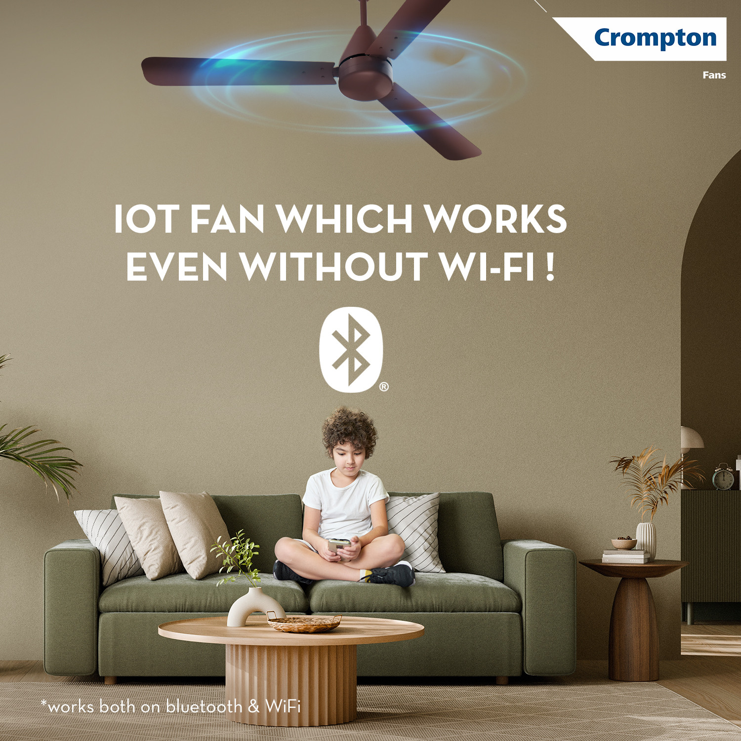 Image of Crompton EN HYPERJET SMART with 2 Year Warranty IoT Enabled, Energy Saving, Anti Rust, BLDC Motor with Remote, Silent Operation 1200 mm Ceiling Fan